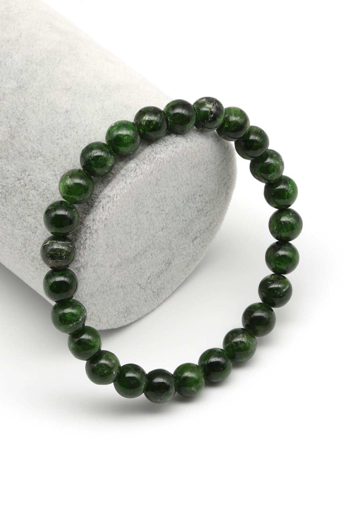 Diopsite Doğal Taş 8 mm Küre Kesim Bileklik