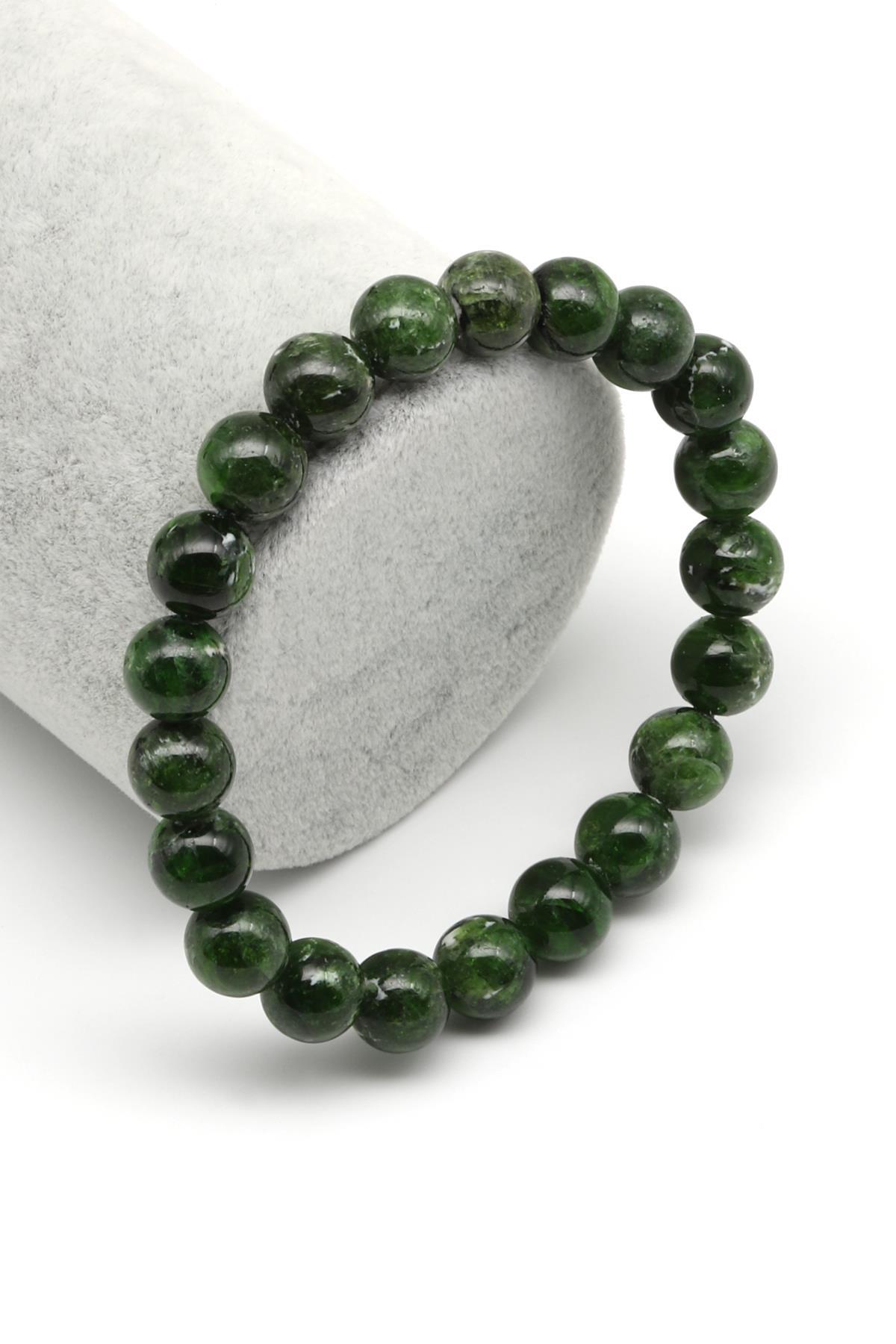 Diopsite Doğal Taş 9 mm Küre Kesim Bileklik