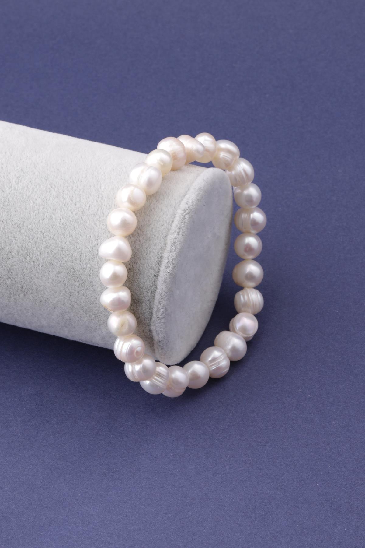 Doğal İnci Bileklik 7 x 9 mm Şekilsiz Kesim