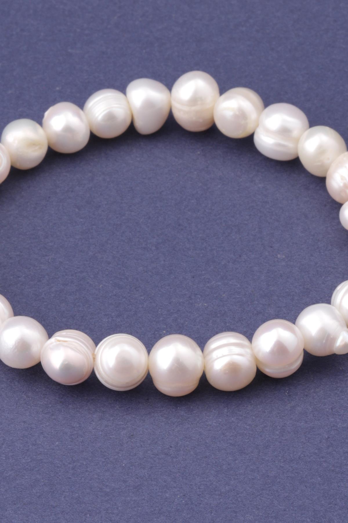 Doğal İnci Bileklik 7 x 9 mm Şekilsiz Kesim