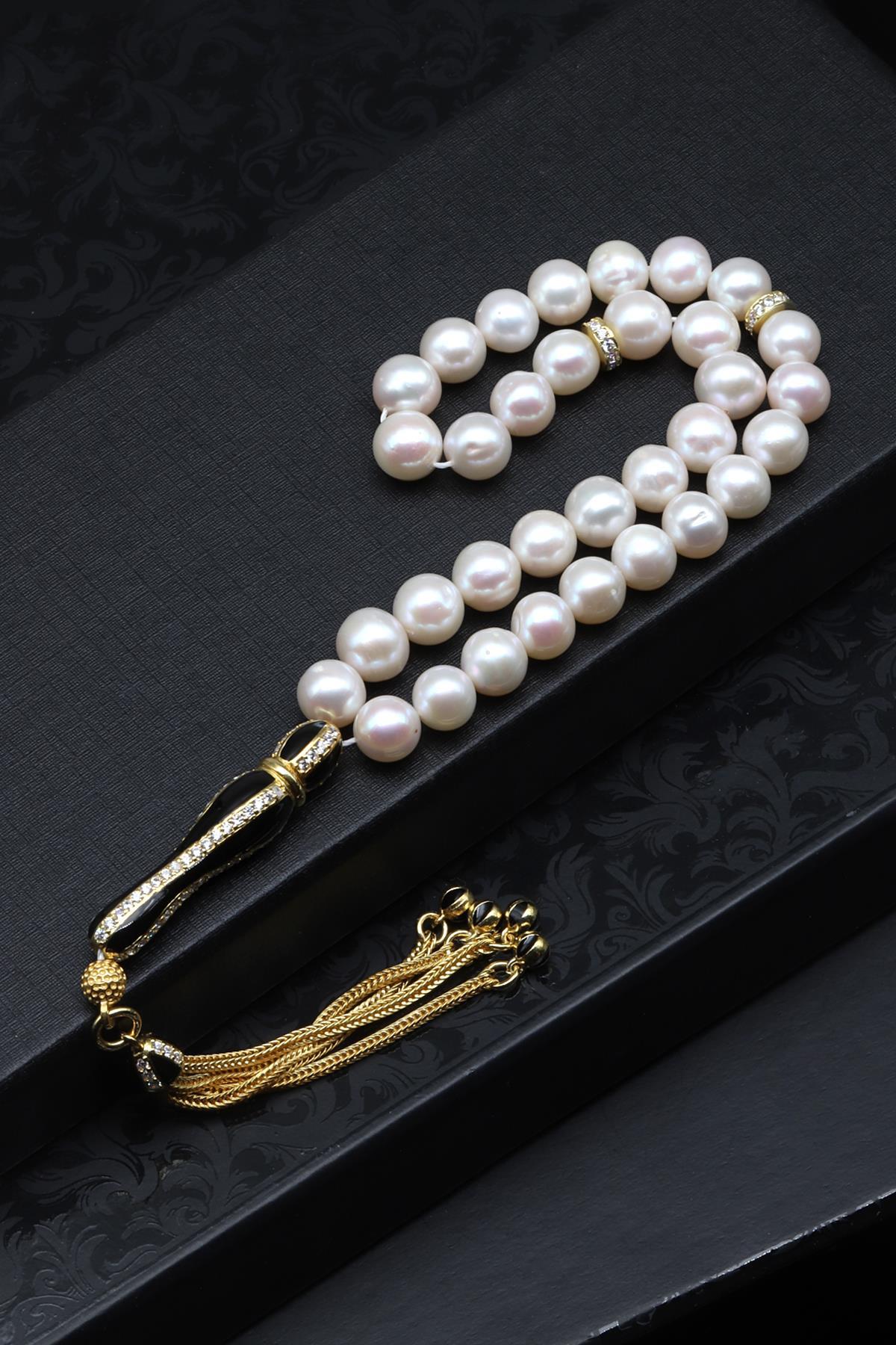 Doğal İnci Tesbih 925 Ayar Gümüş 8 mm Küre Kesim