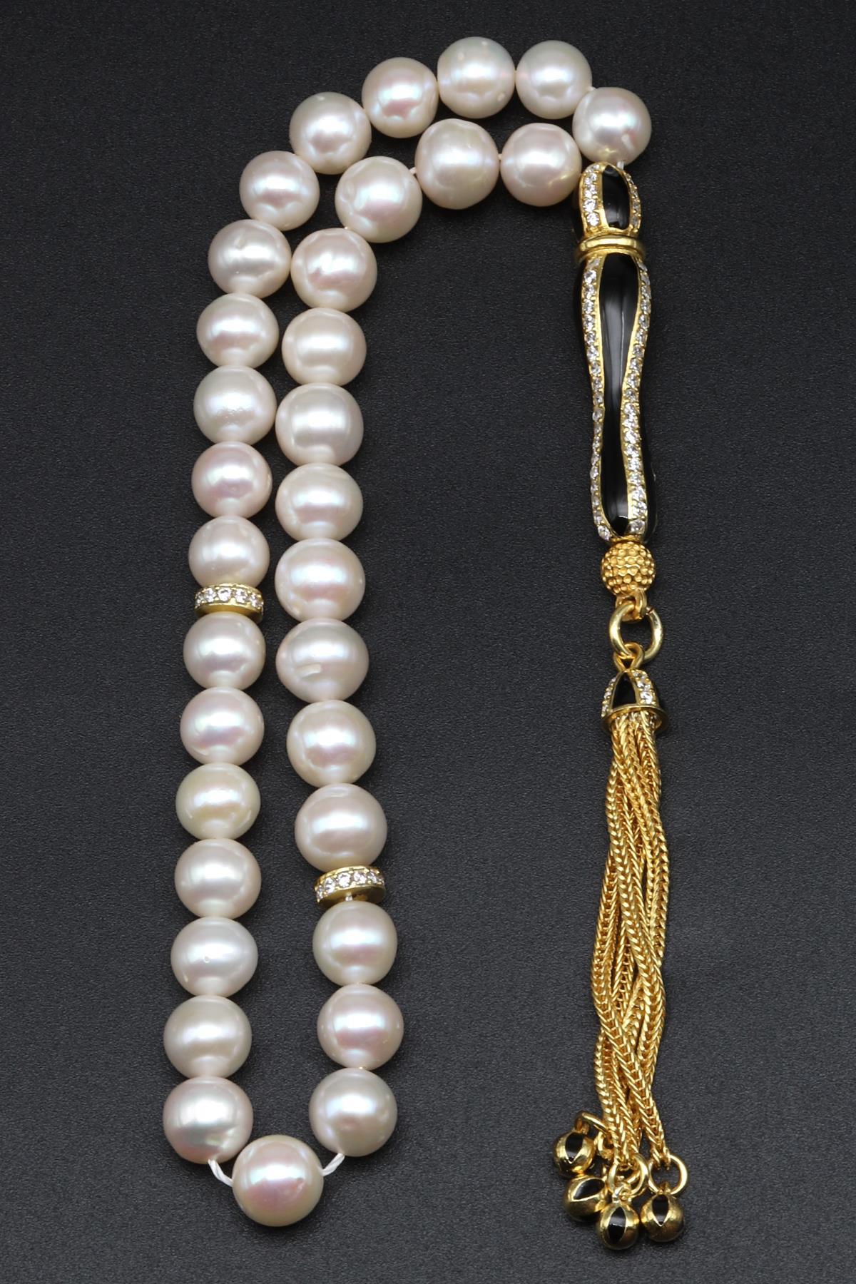 Doğal İnci Tesbih 925 Ayar Gümüş 8 mm Küre Kesim