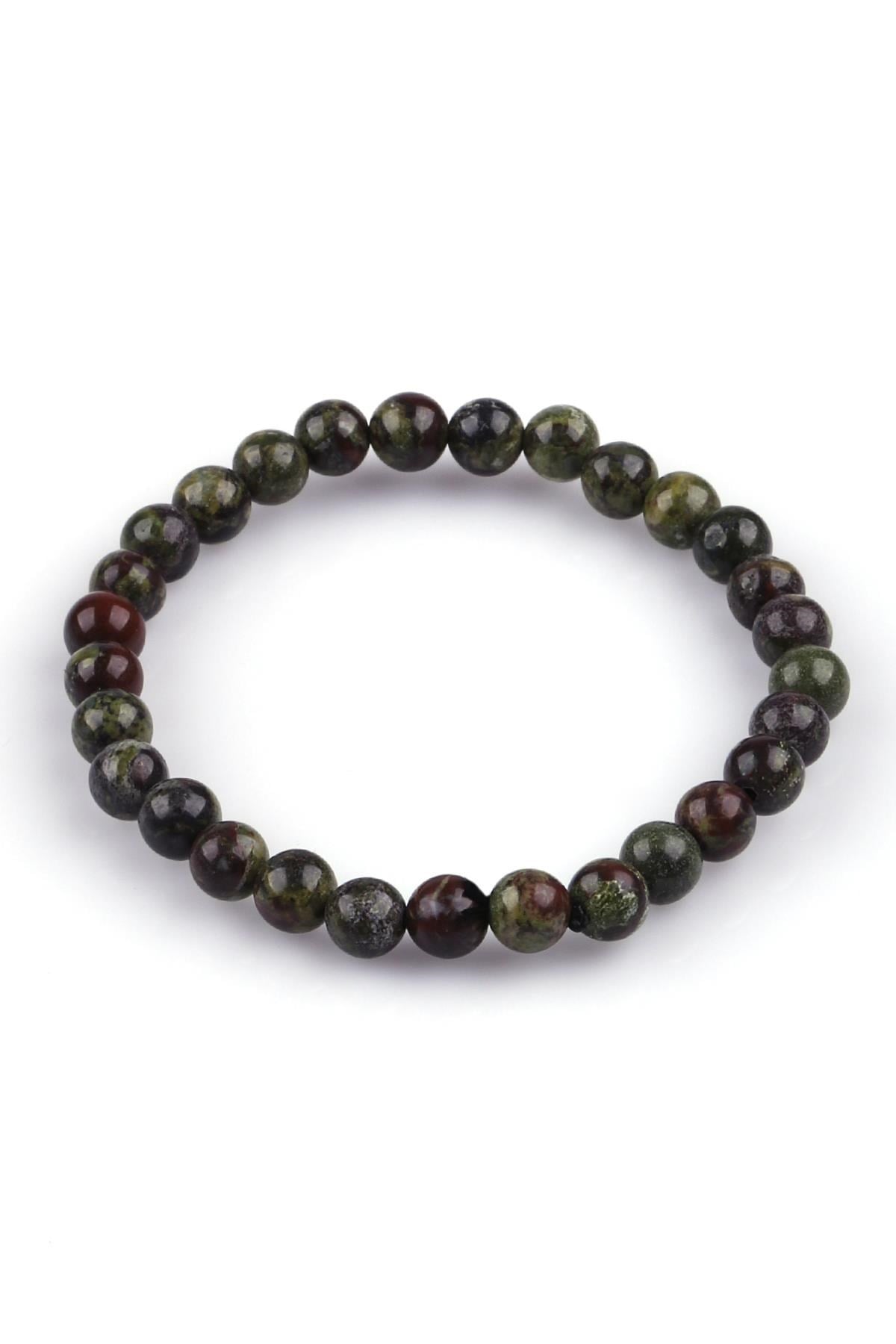 Dragon Jade Doğal Taş Bileklik 6mm Küre Kesim