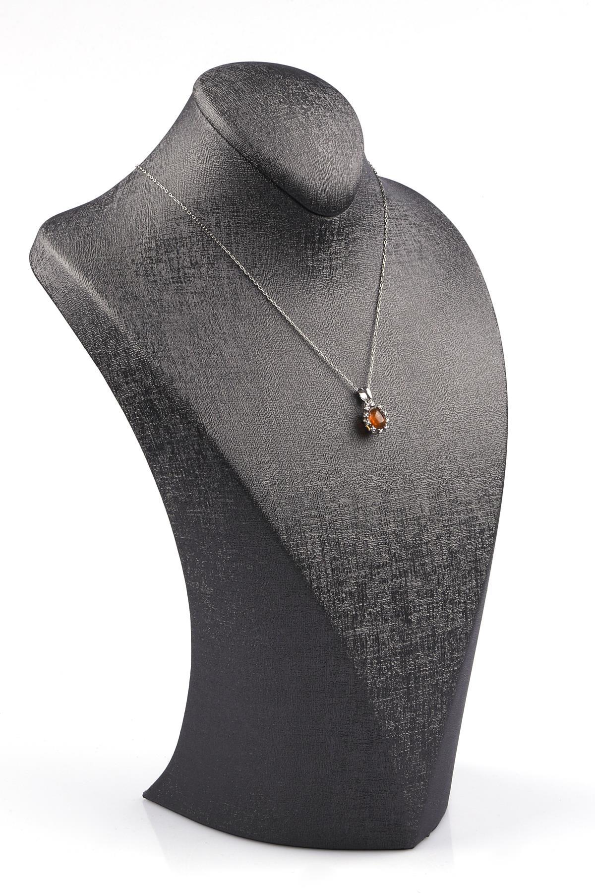 Dravite Turmalin Doğal Taş 925 Ayar Gümüş Kolye