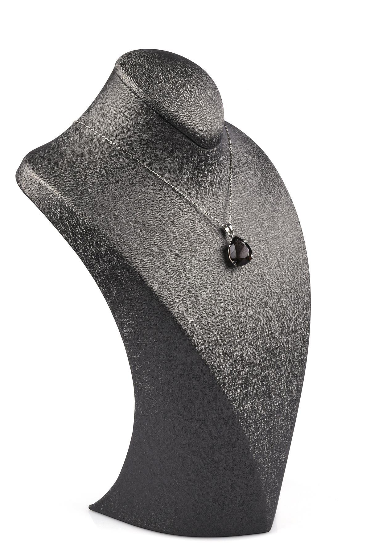 Dumanlı Kuvars Doğal Taş 925 Ayar Gümüş Kolye