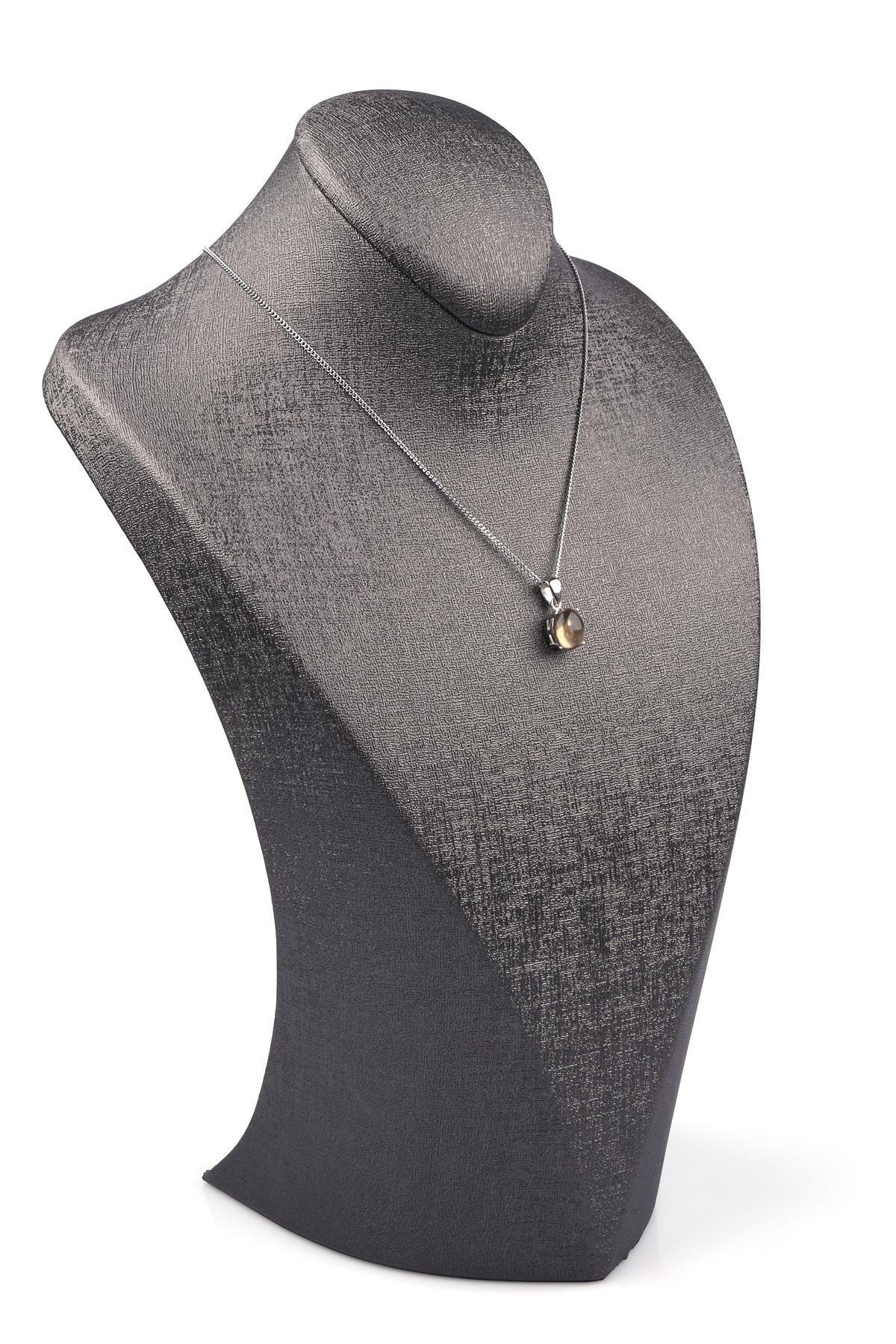 Dumanlı Kuvars Doğal Taş 925 Ayar Gümüş Kolye