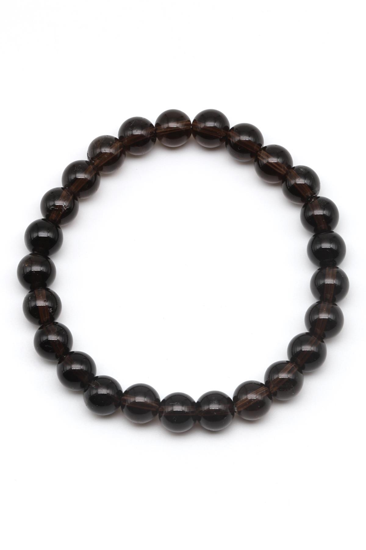 Dumanlı Kuvars Doğal Taş Bileklik 8 mm Küre Kesim