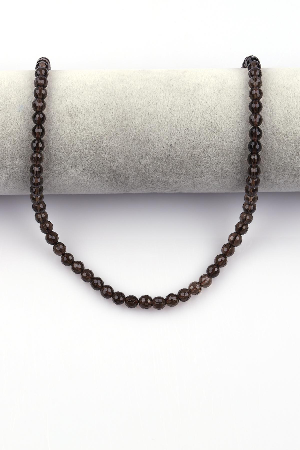 Dumanlı Kuvars Doğal Taş Dizi 6 mm Fasetli Küre Kesim