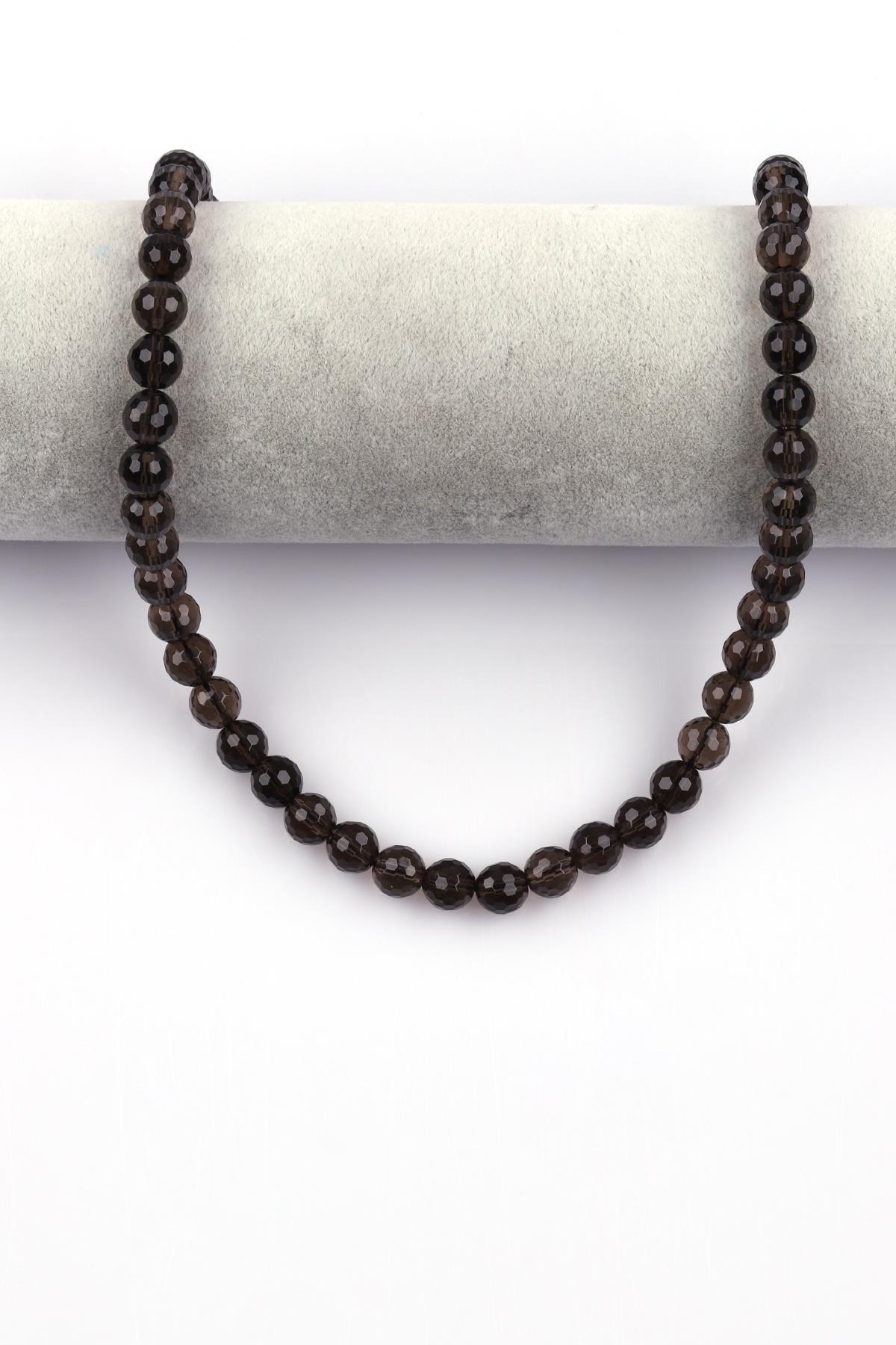 Dumanlı Kuvars Doğal Taş Dizi 8 mm Fasetli Küre Kesim