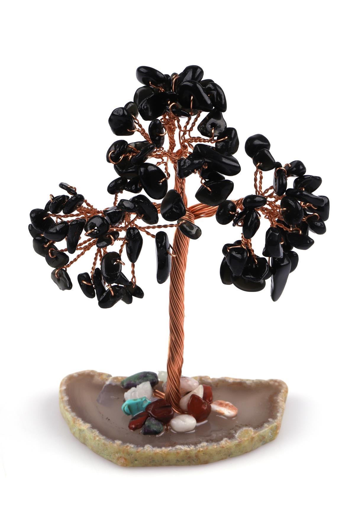 Dumanlı Kuvars Doğal Taş Tel Sarmalı Ağaç