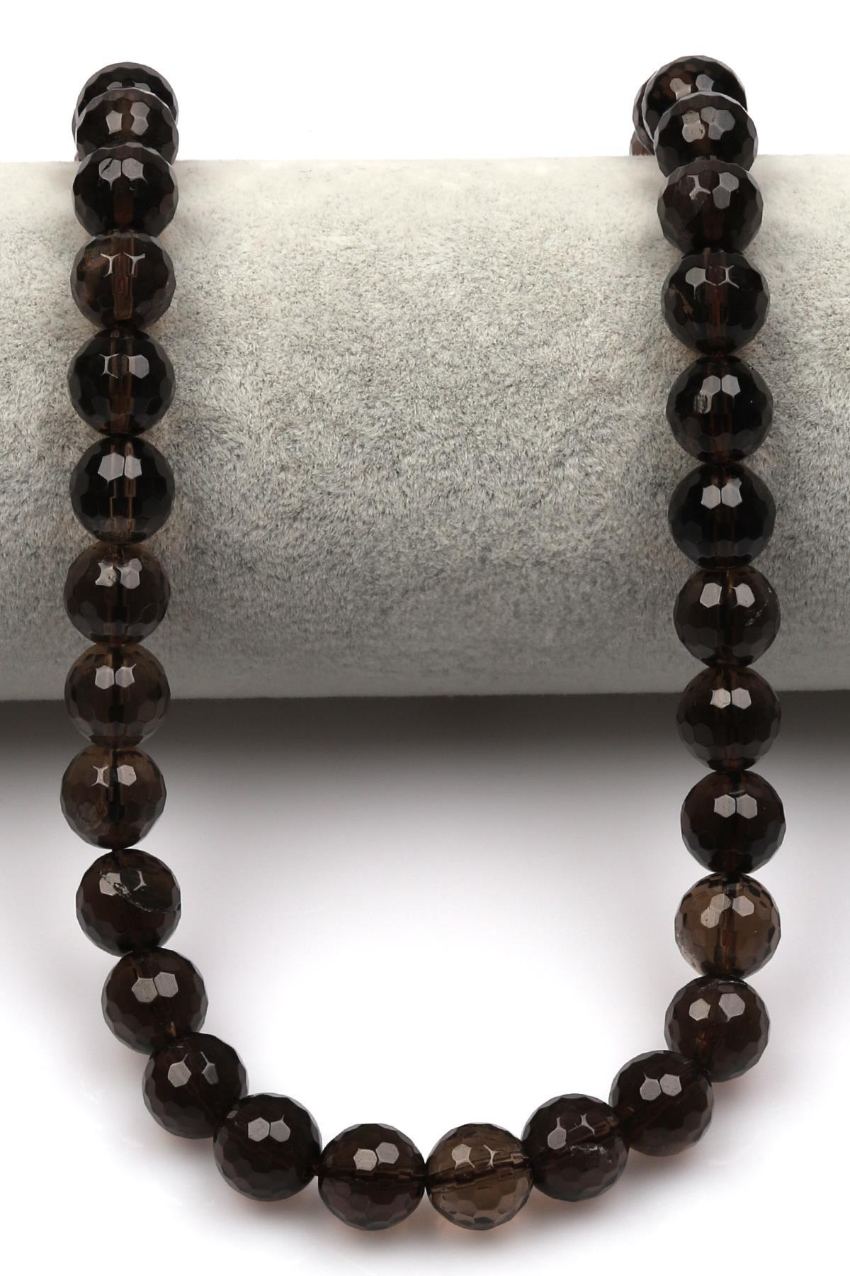 Dumanlı Kuvars Doğaltaş Dizi 10 mm Fasetli Küre Kesim