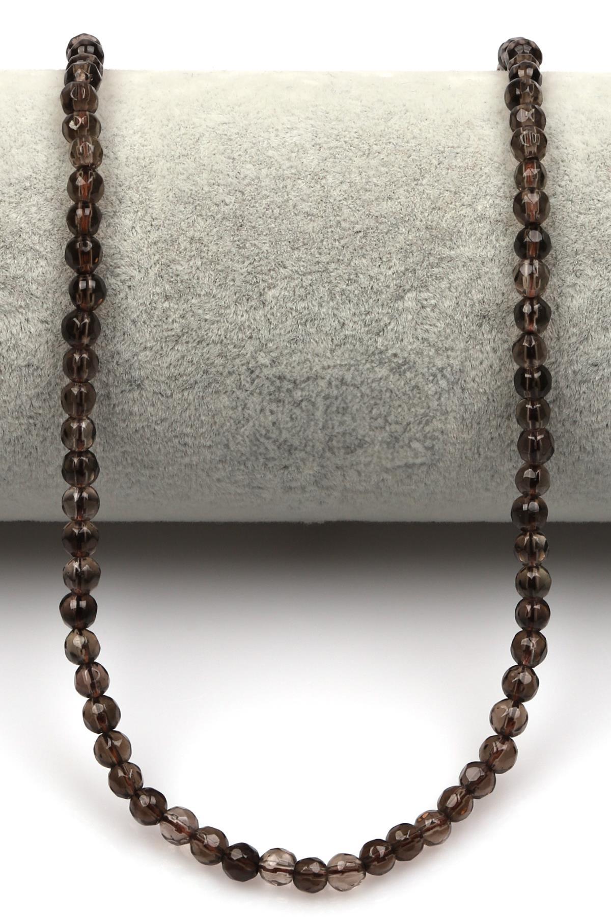 Dumanlı Kuvars Doğaltaş Dizi 4 mm Fasetli Küre Kesim