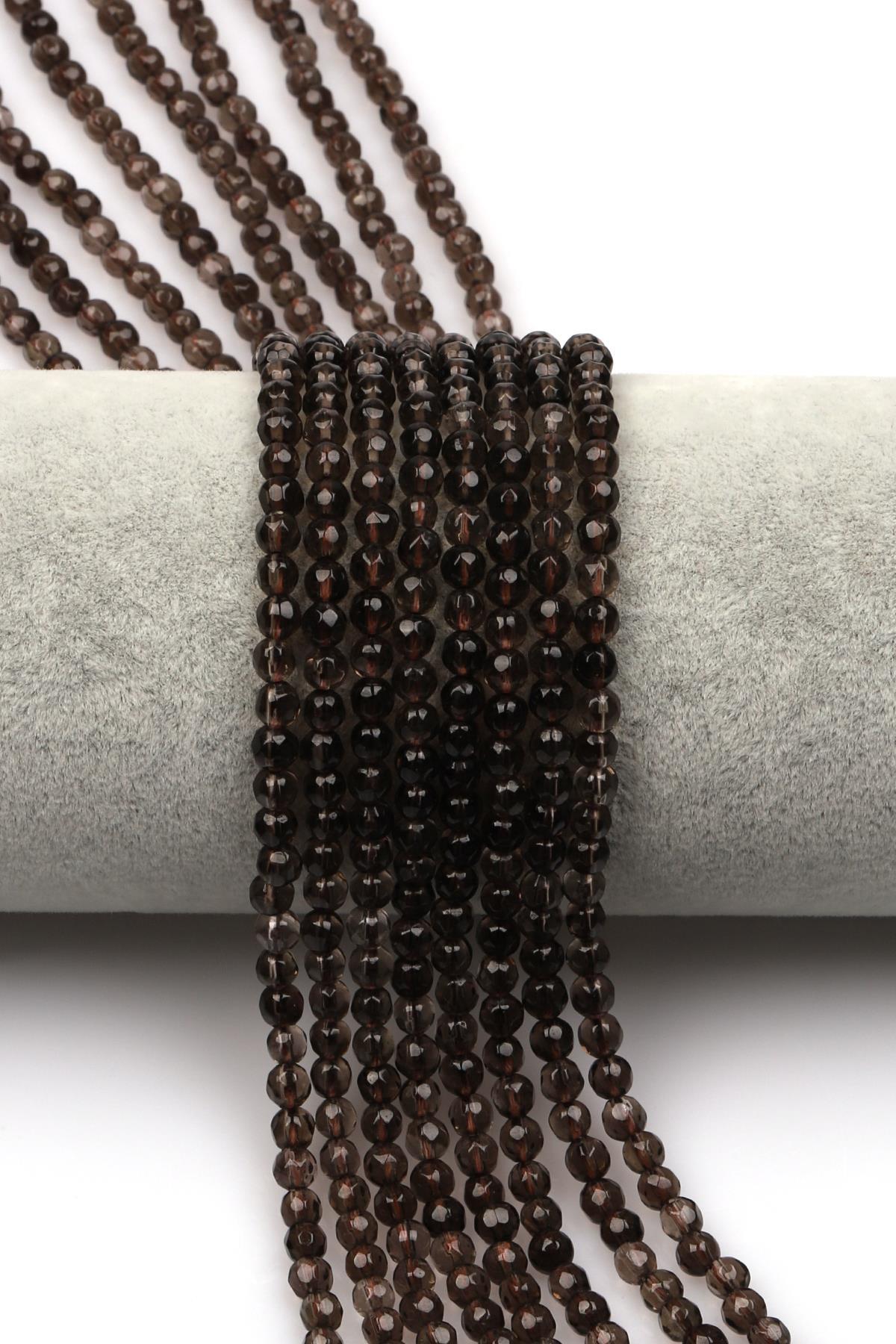 Dumanlı Kuvars Doğaltaş Dizi 4 mm Fasetli Küre Kesim