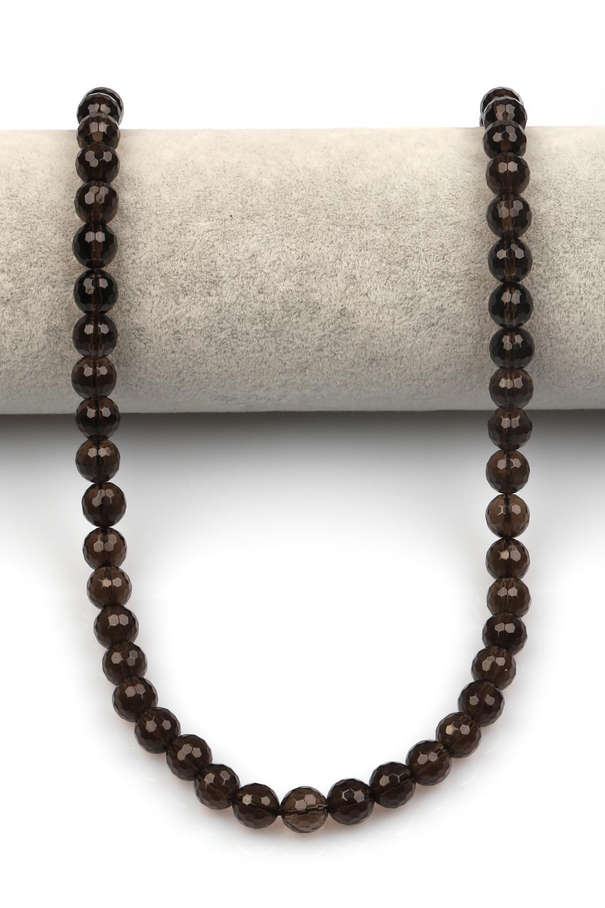 Dumanlı Kuvars Doğaltaş Dizi 8 mm Fasetli Küre Kesim