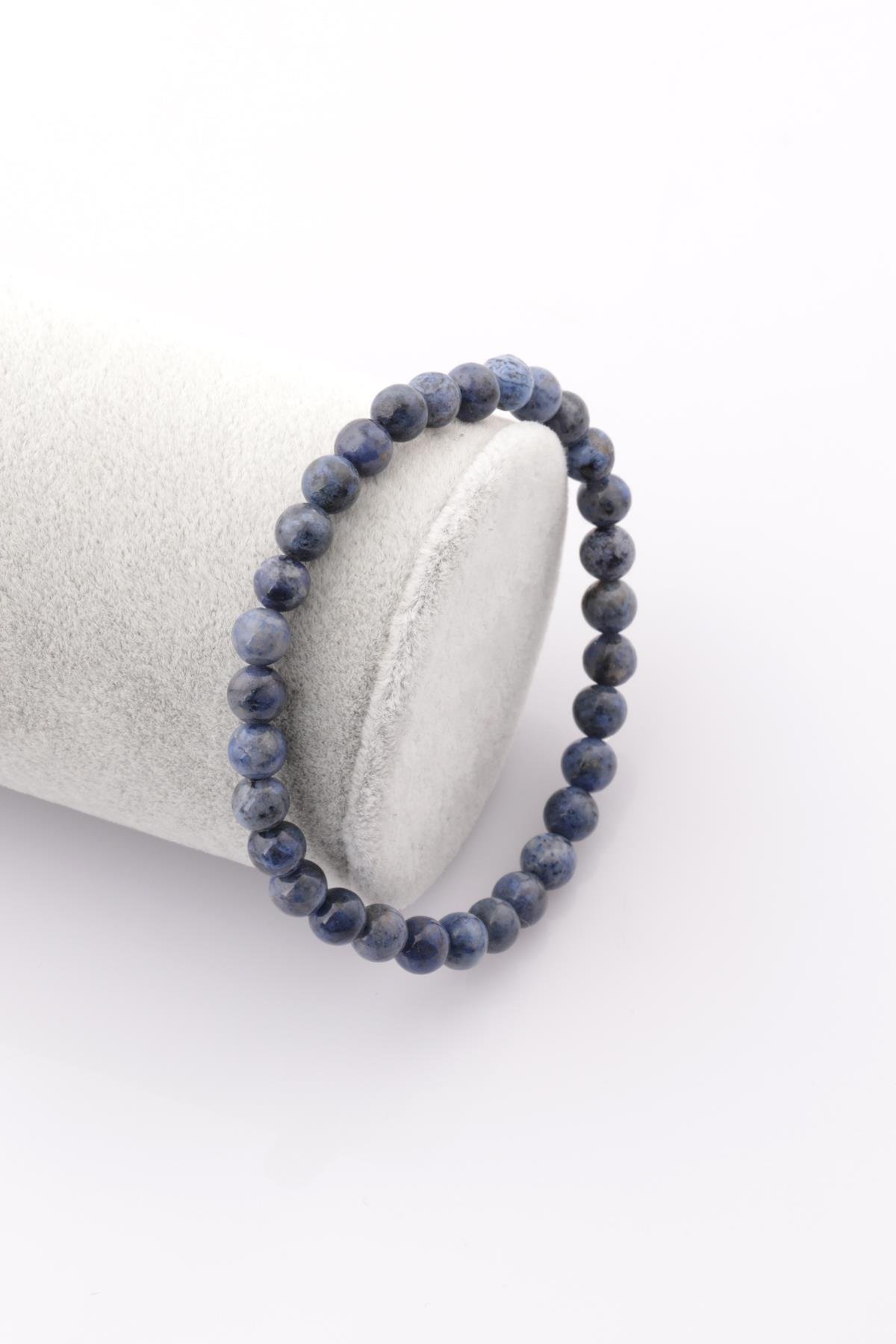 Dumortierit Doğal Taş Bileklik 6 mm Küre Kesim