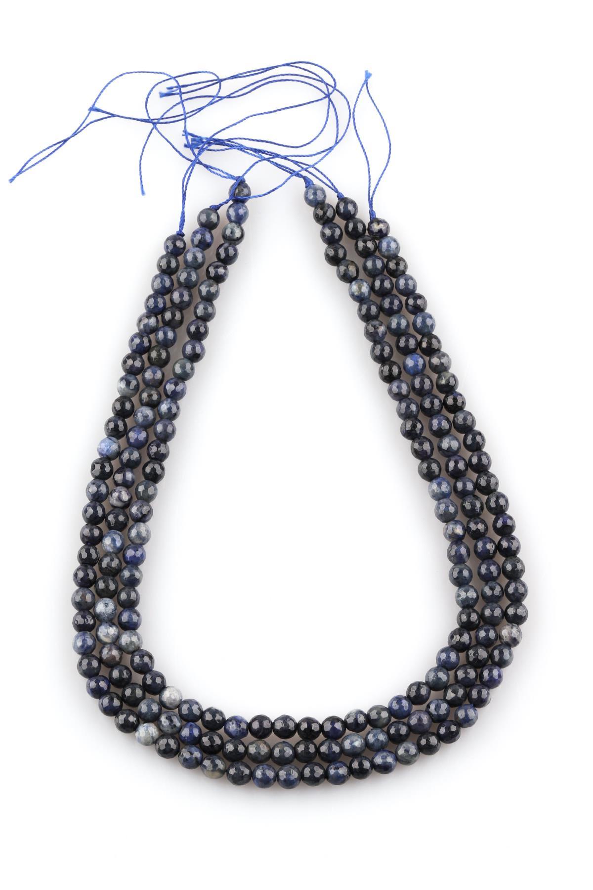 Dumortierit Doğal Taş Dizi 6 mm Fasetli Küre Kesim