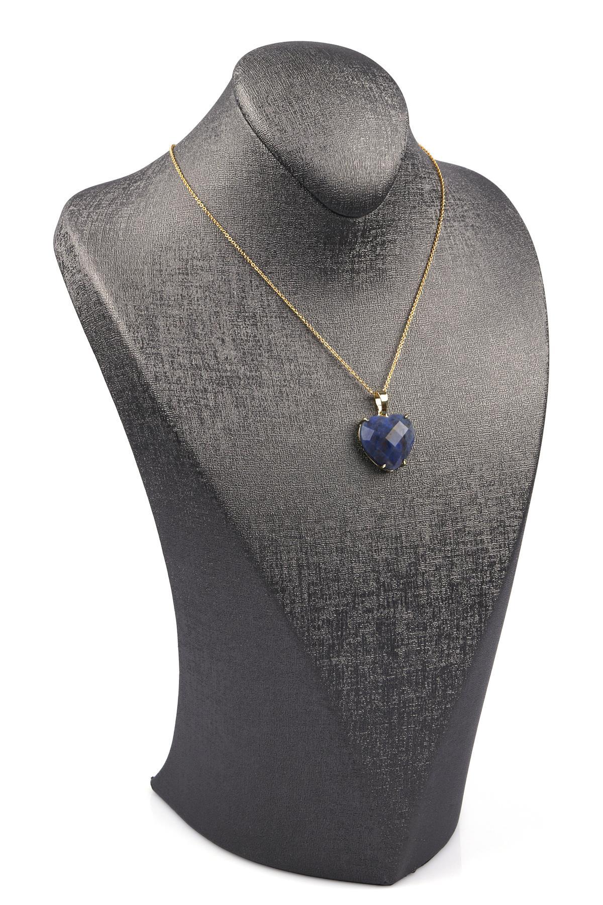 Dumortierite Doğal Taş Gold Renkli Kolye