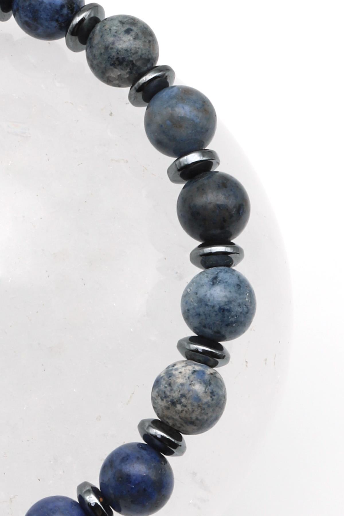 Dumortierite Doğal Taş Makrome Örme Bileklik