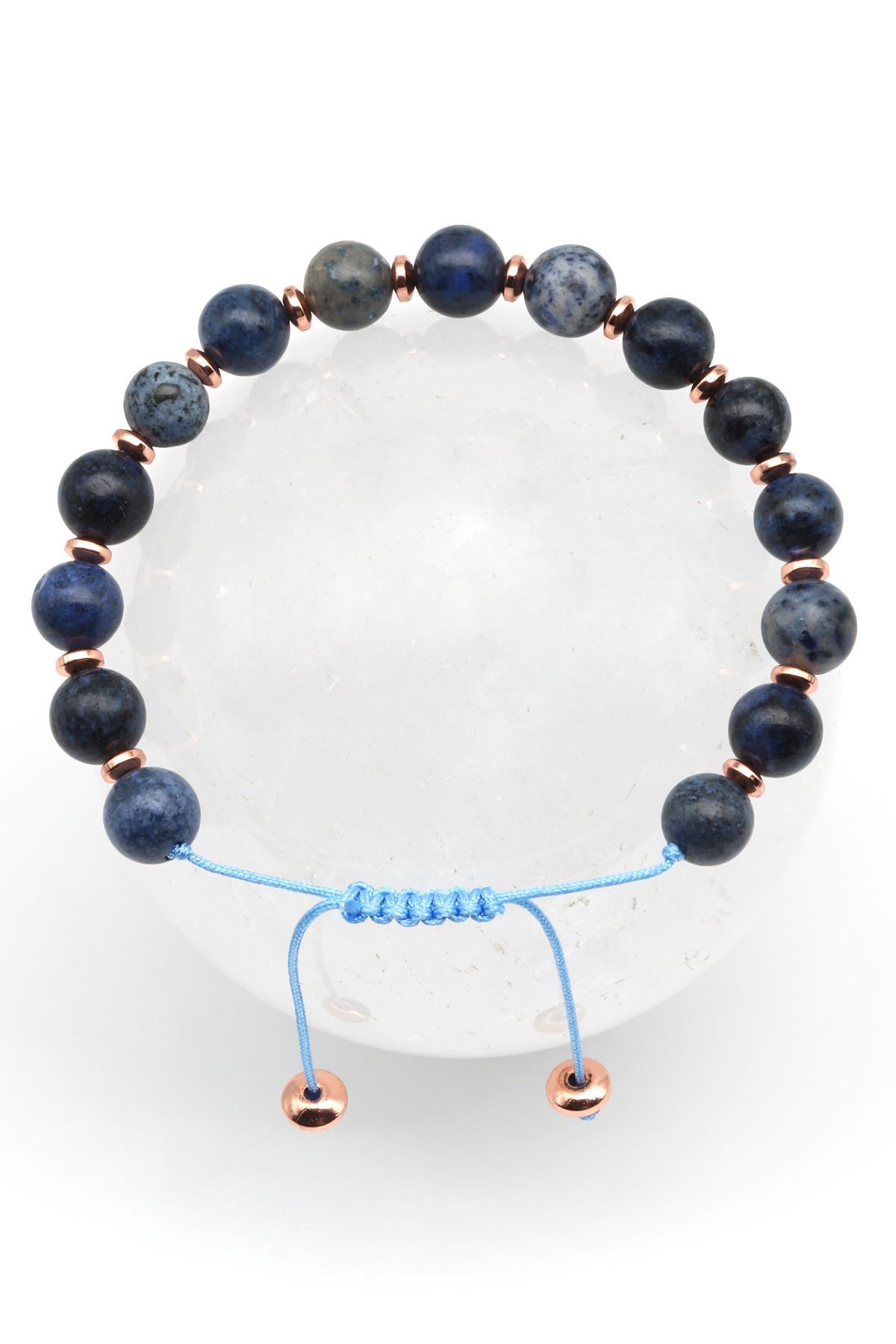 Dumortierite Doğal Taş Makrome Örme Bileklik