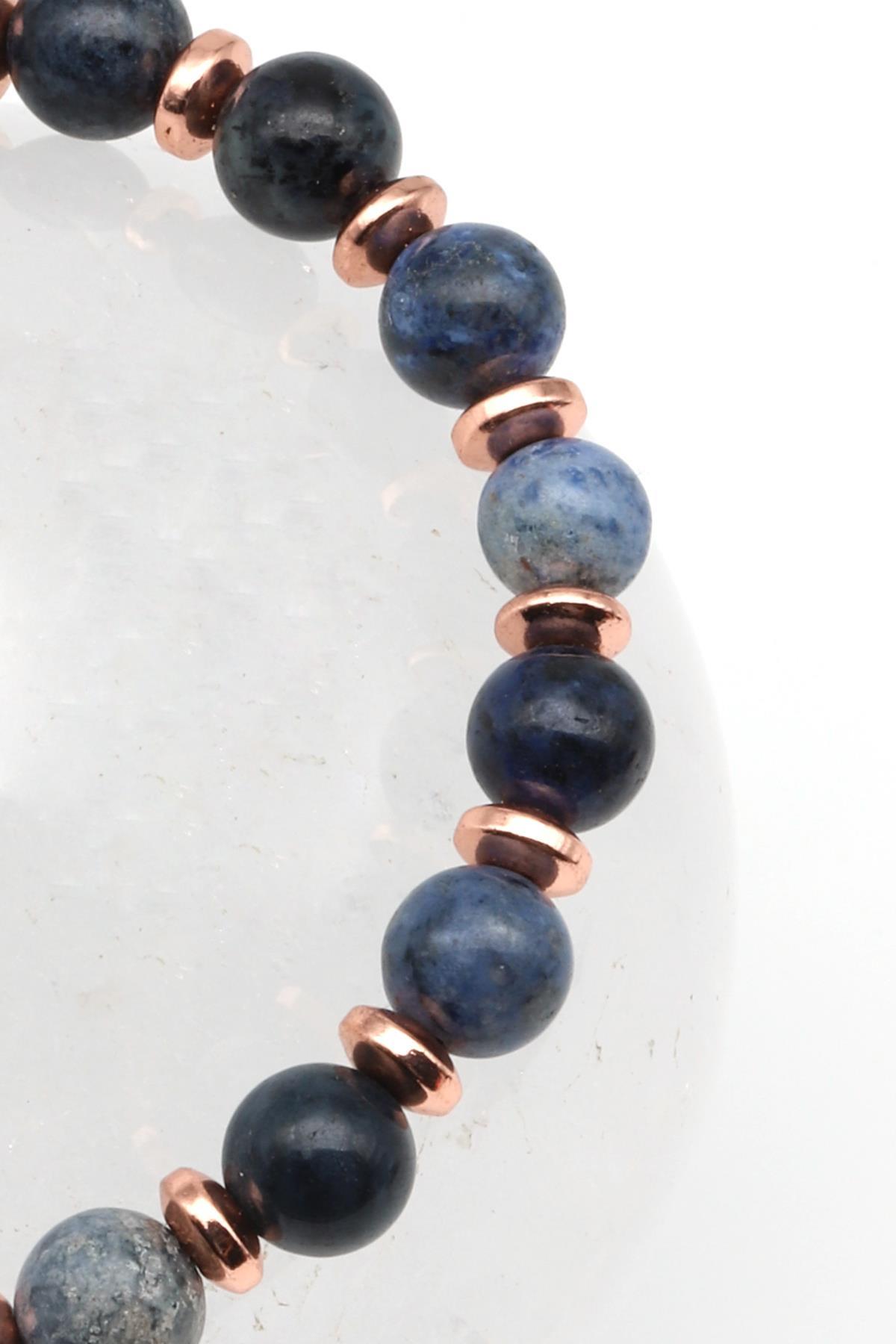 Dumortierite Doğal Taş Makrome Örme Bileklik