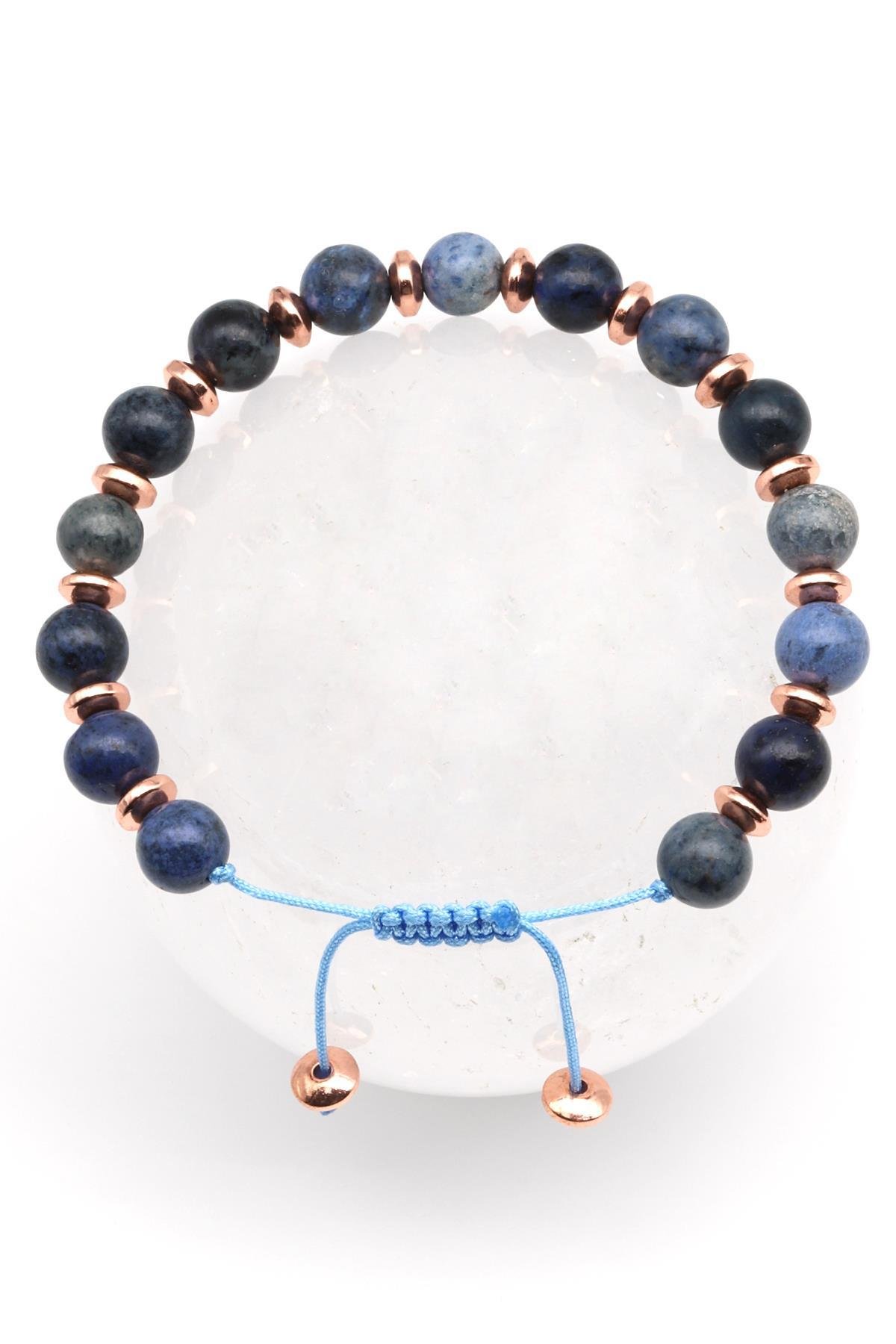 Dumortierite Doğal Taş Makrome Örme Bileklik