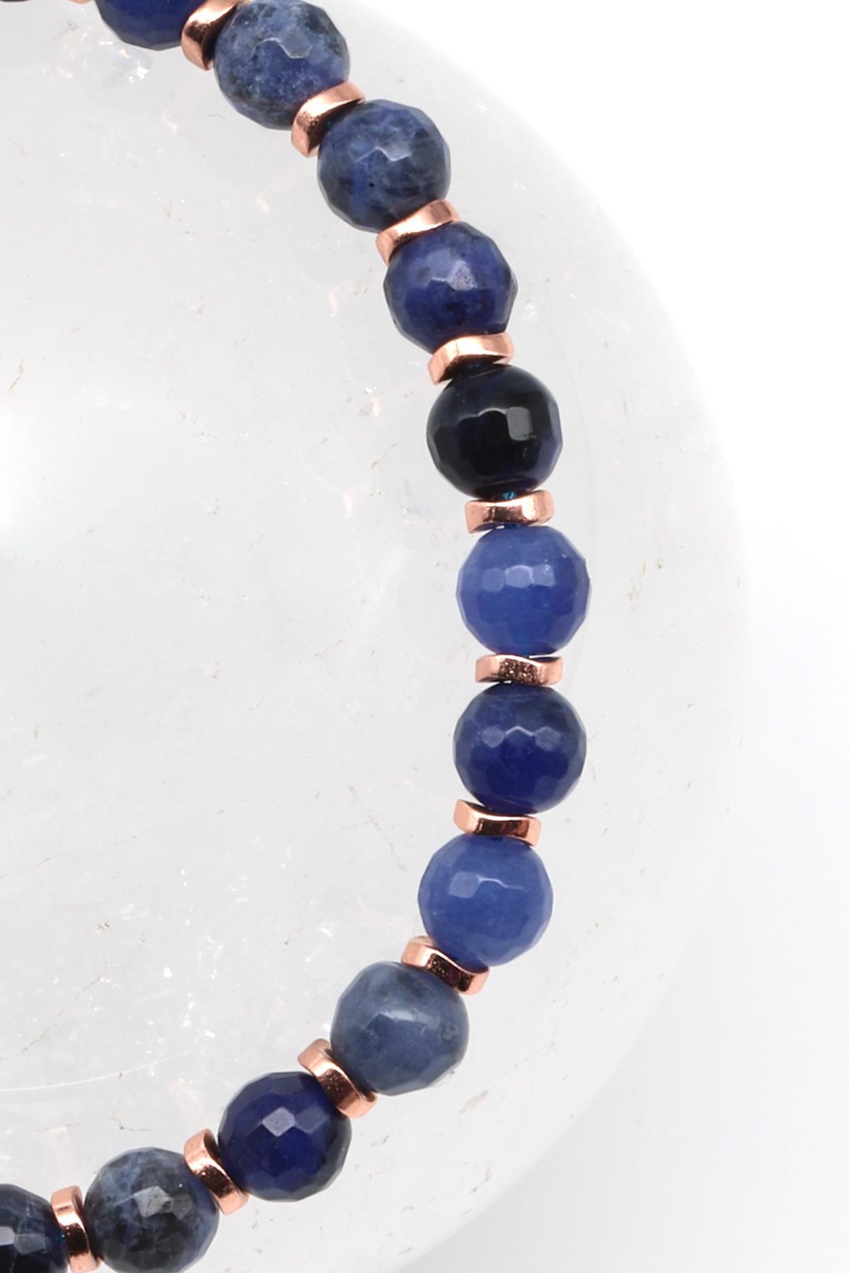 Dumortierite Doğal Taş Makrome Örme Bileklik Fasetli Kesim