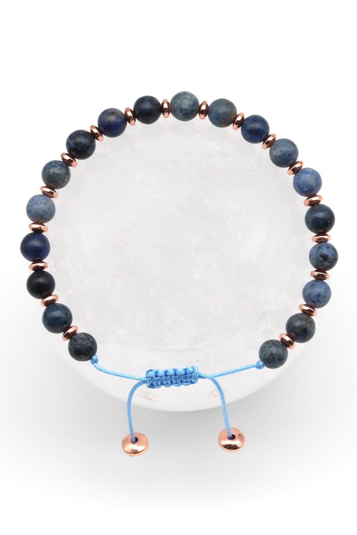 Dumortierite Doğal Taş Makrome Örme Bileklik