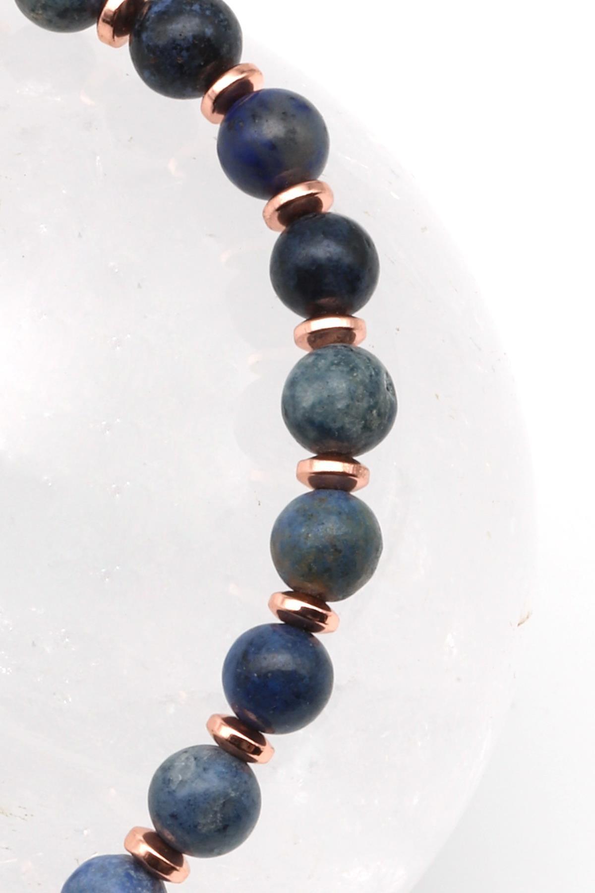 Dumortierite Doğal Taş Makrome Örme Bileklik