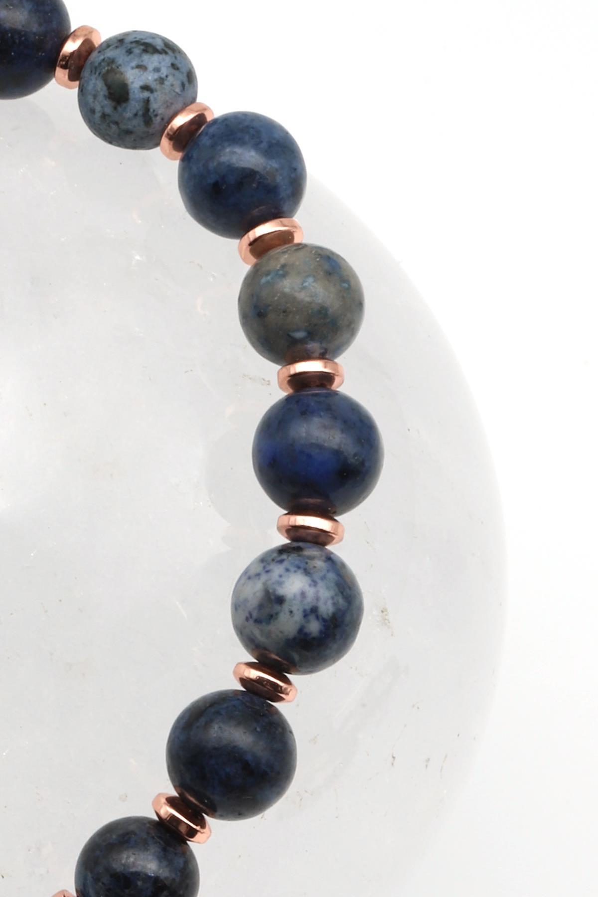 Dumortierite Doğal Taş Makrome Örme Bileklik