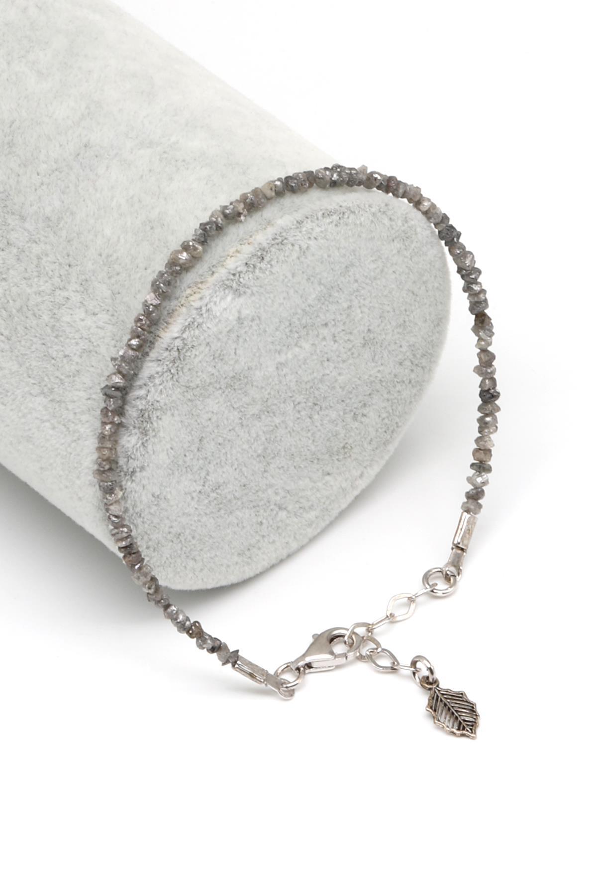 Elmas Doğal Taş 925 Ayar Gümüş Bileklik