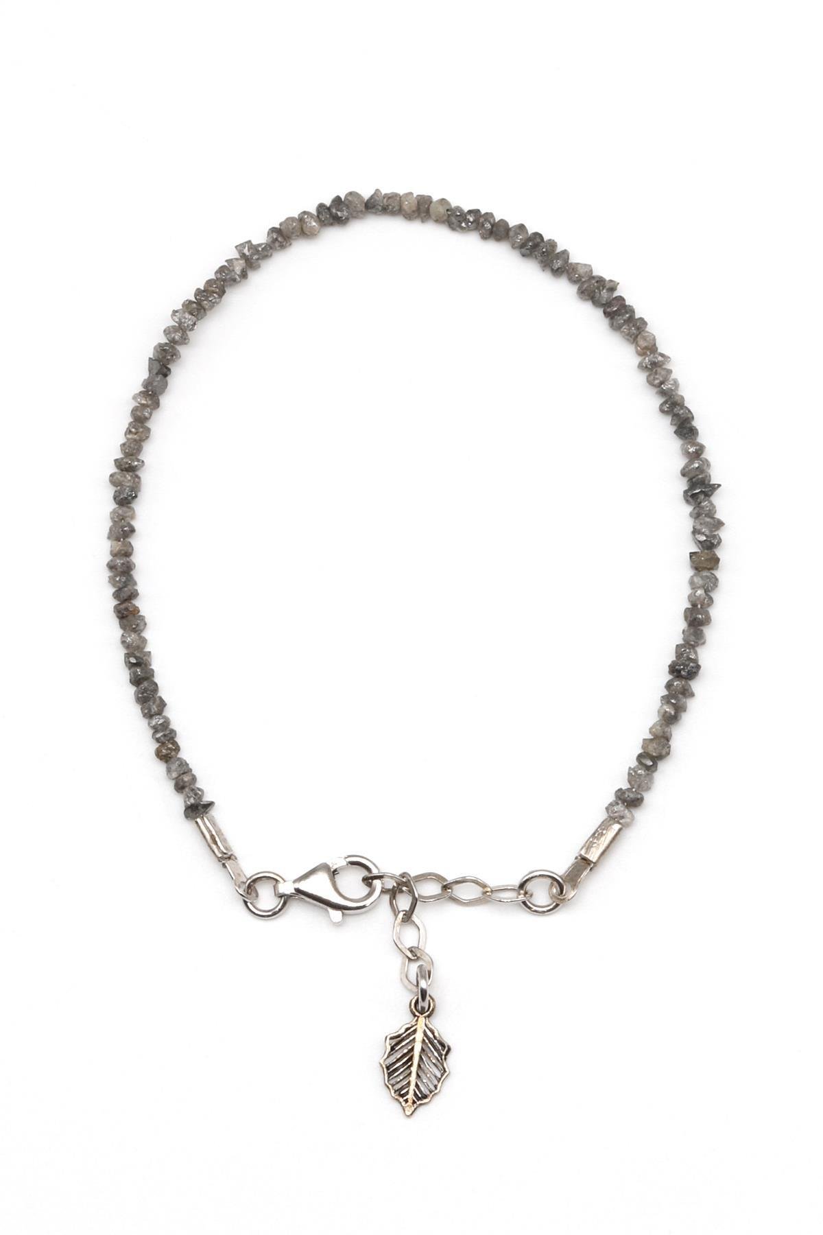 Elmas Doğal Taş 925 Ayar Gümüş Bileklik