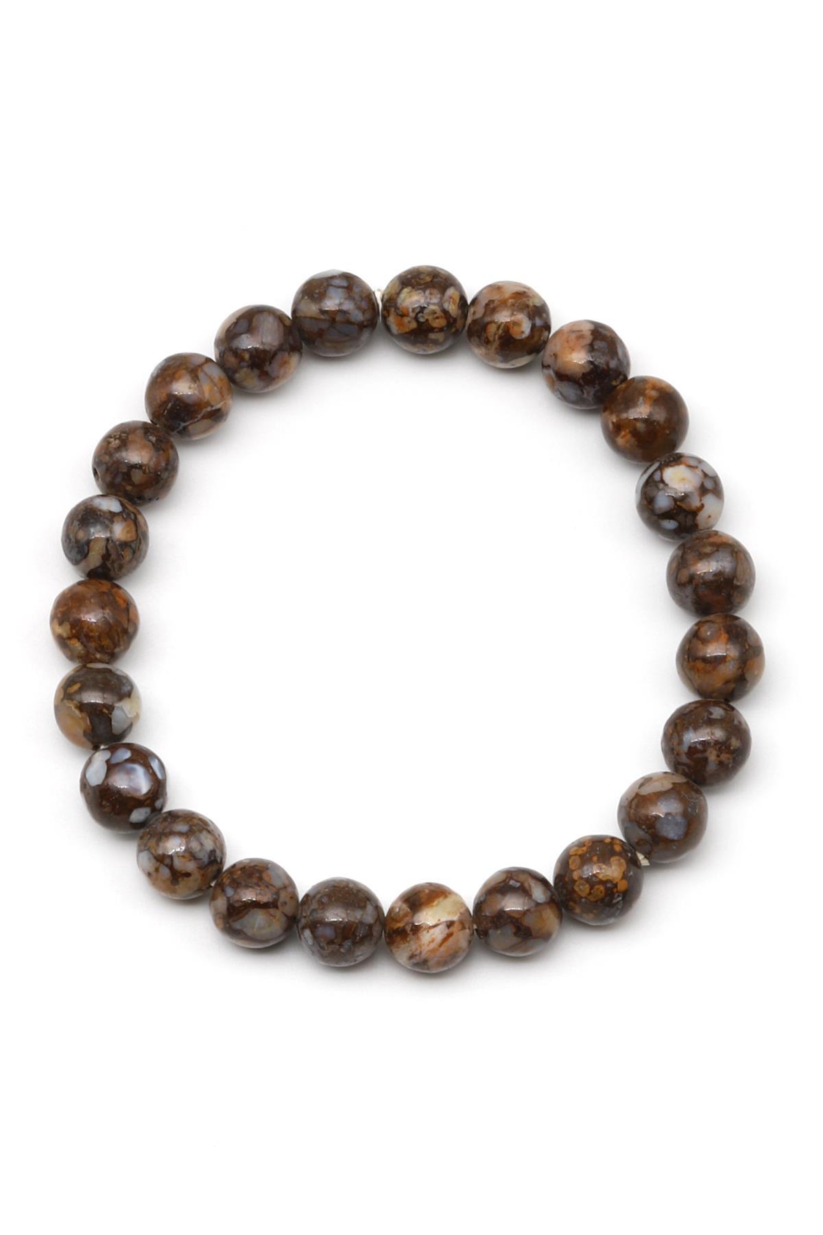 Fire Lace Opal Doğal Taş Bileklik 8 mm Küre Kesim