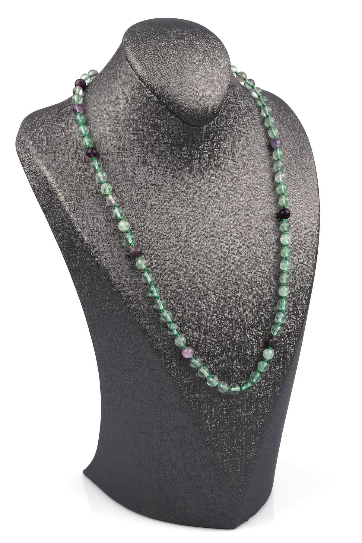 Florit Doğal Taş 6 mm Düğümlü Kolye