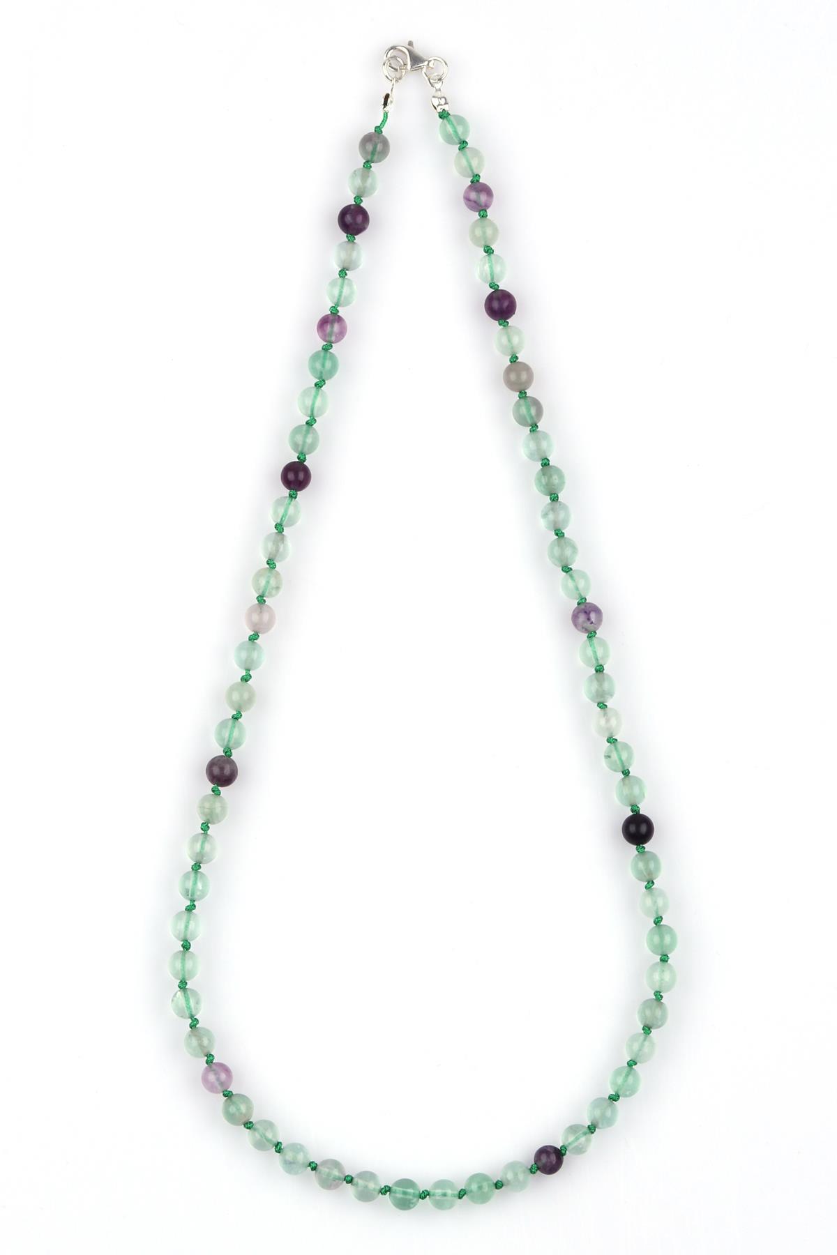 Florit Doğal Taş 6 mm Düğümlü Kolye