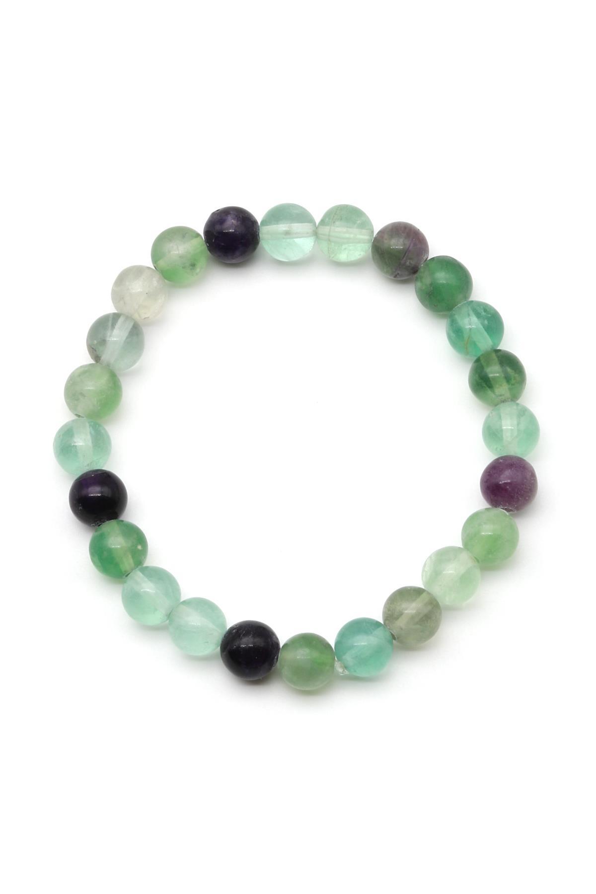 Florit Doğal Taş Bileklik 8 mm Küre Kesim