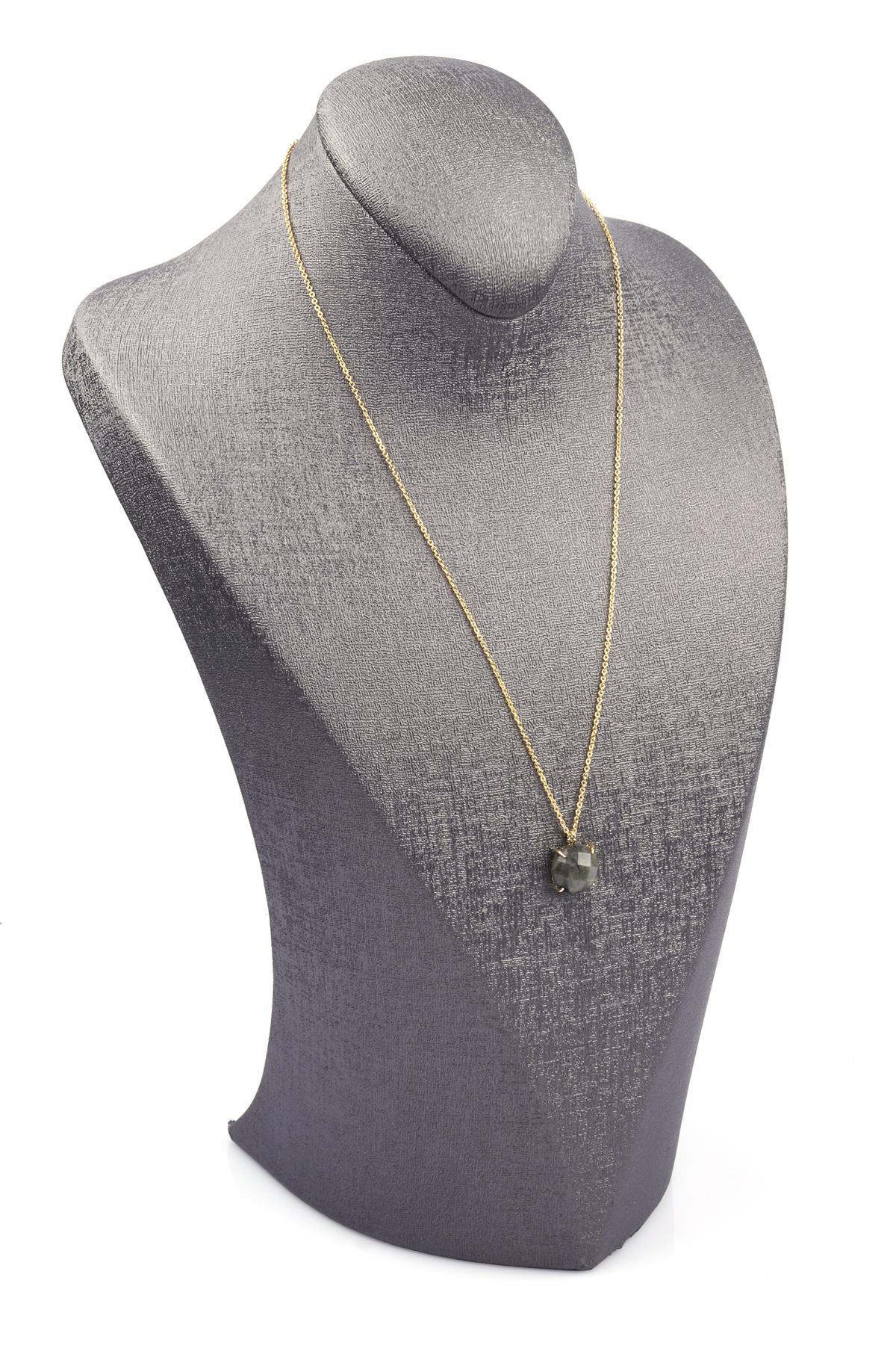 Florit Doğal Taş Gold Renkli Kolye