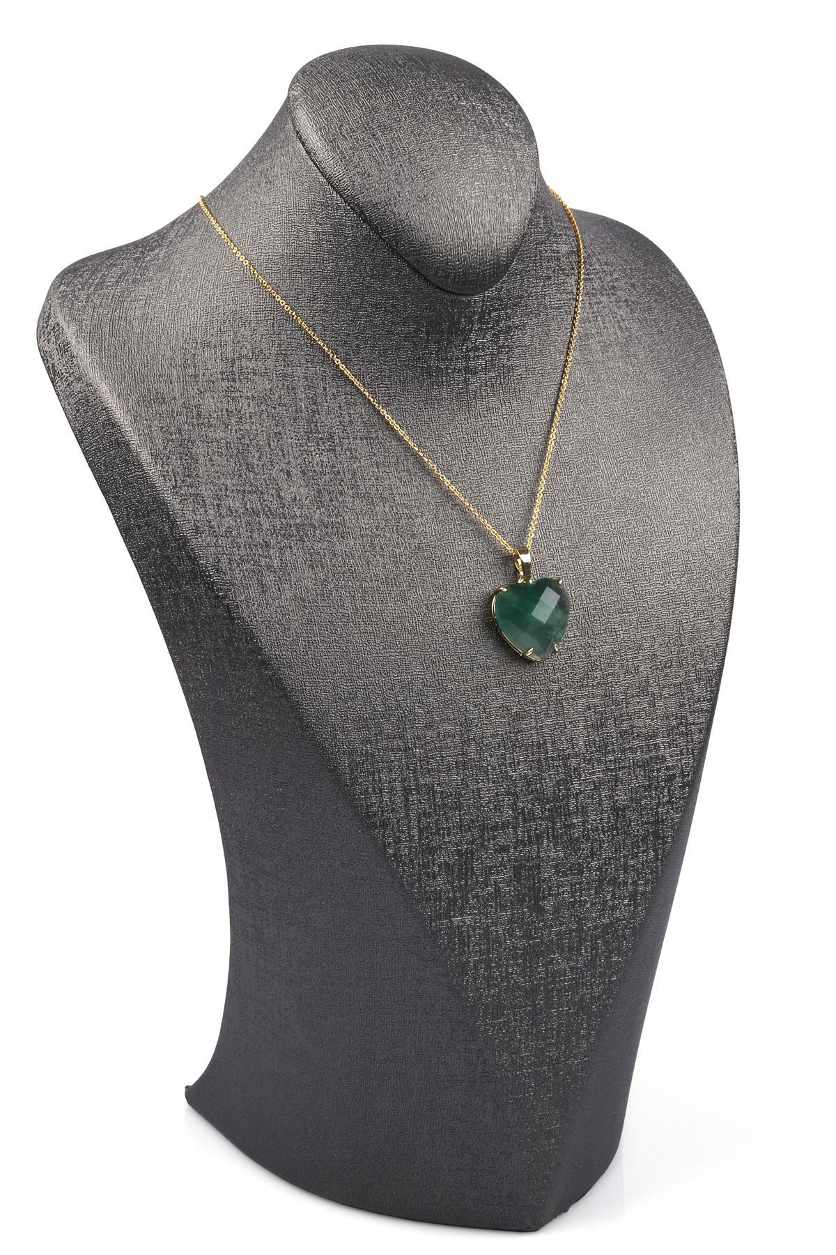 Florit Doğal Taş Gold Renkli Kolye