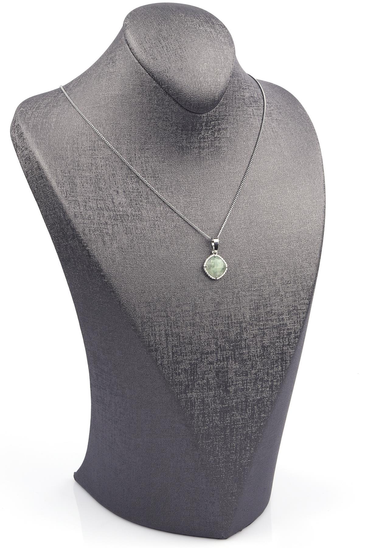 Florit Doğal Taş Gümüş Renkli Kolye