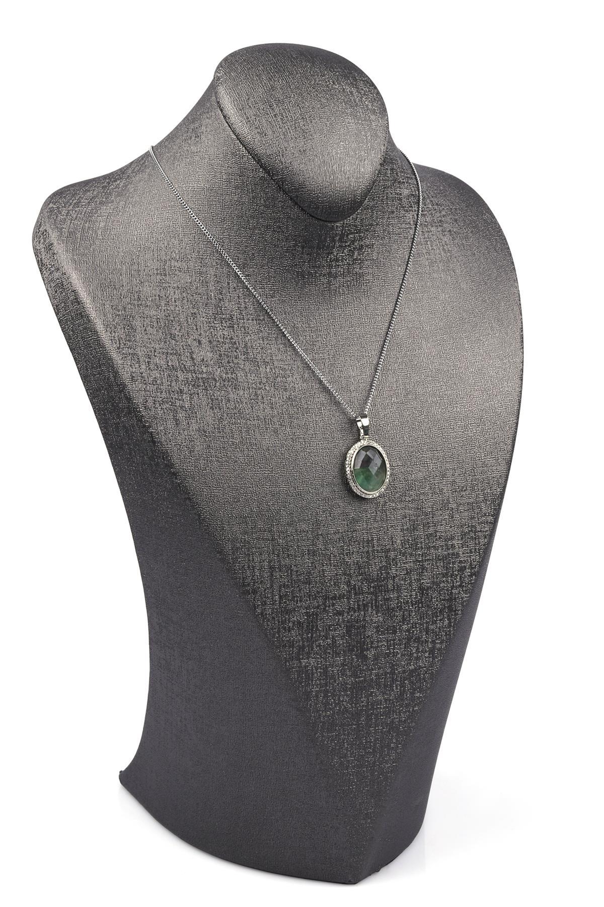 Florit Doğal Taş Gümüş Renkli Kolye