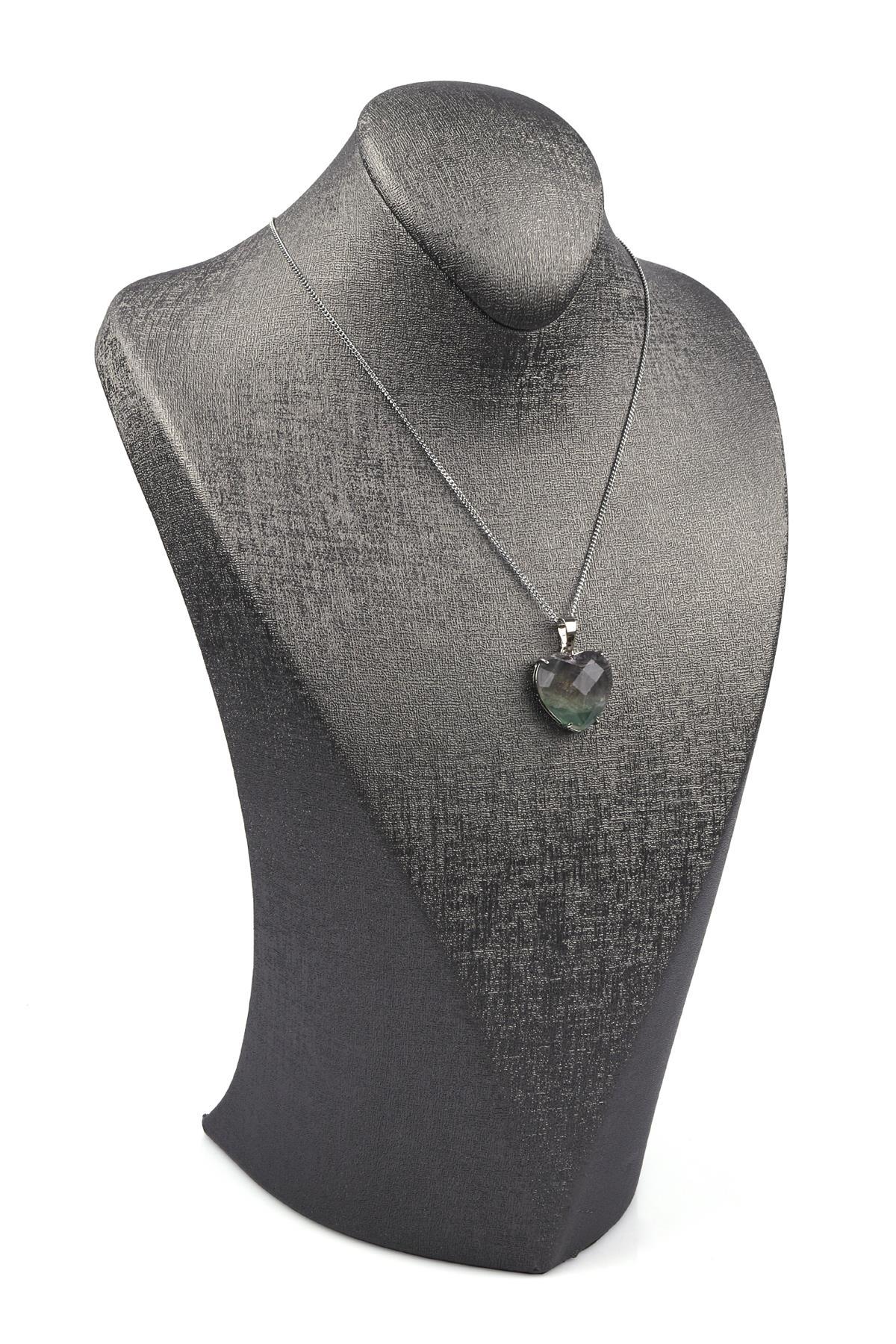 Florit Doğal Taş Gümüş Renkli Kolye