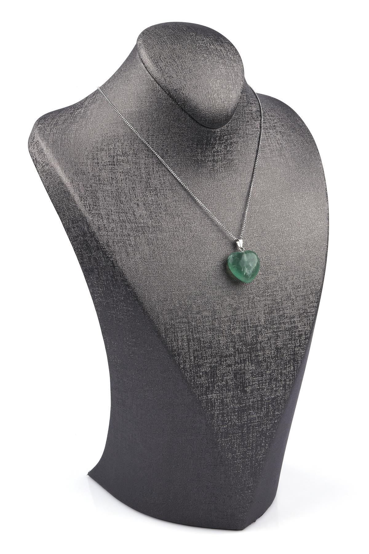 Florit Doğal Taş Kalp Model Kolye