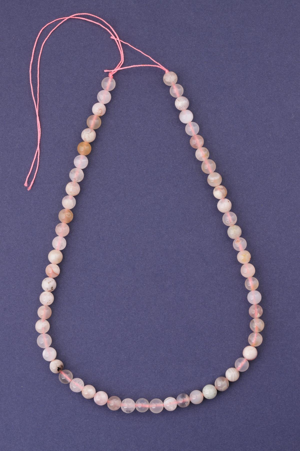 Flower Agate Doğal Taş Dizi 6 mm Küre Kesim