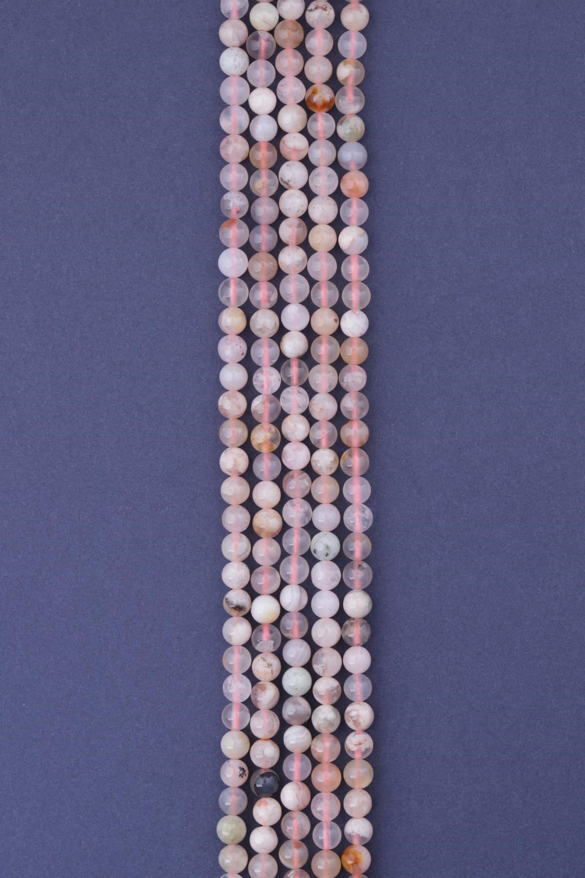 Flower Agate Doğal Taş Dizi 6 mm Küre Kesim