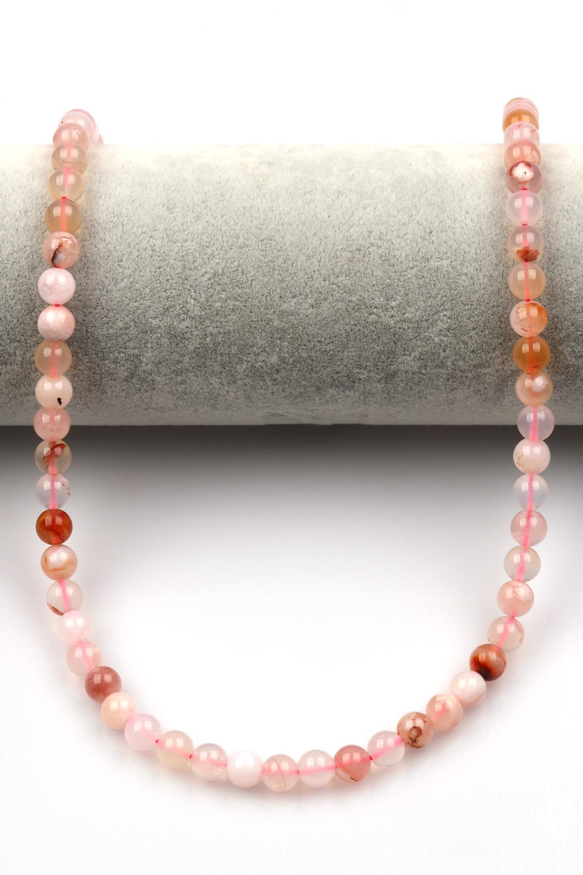 Flower Agate Doğal Taş Dizi 6 mm Küre Kesim