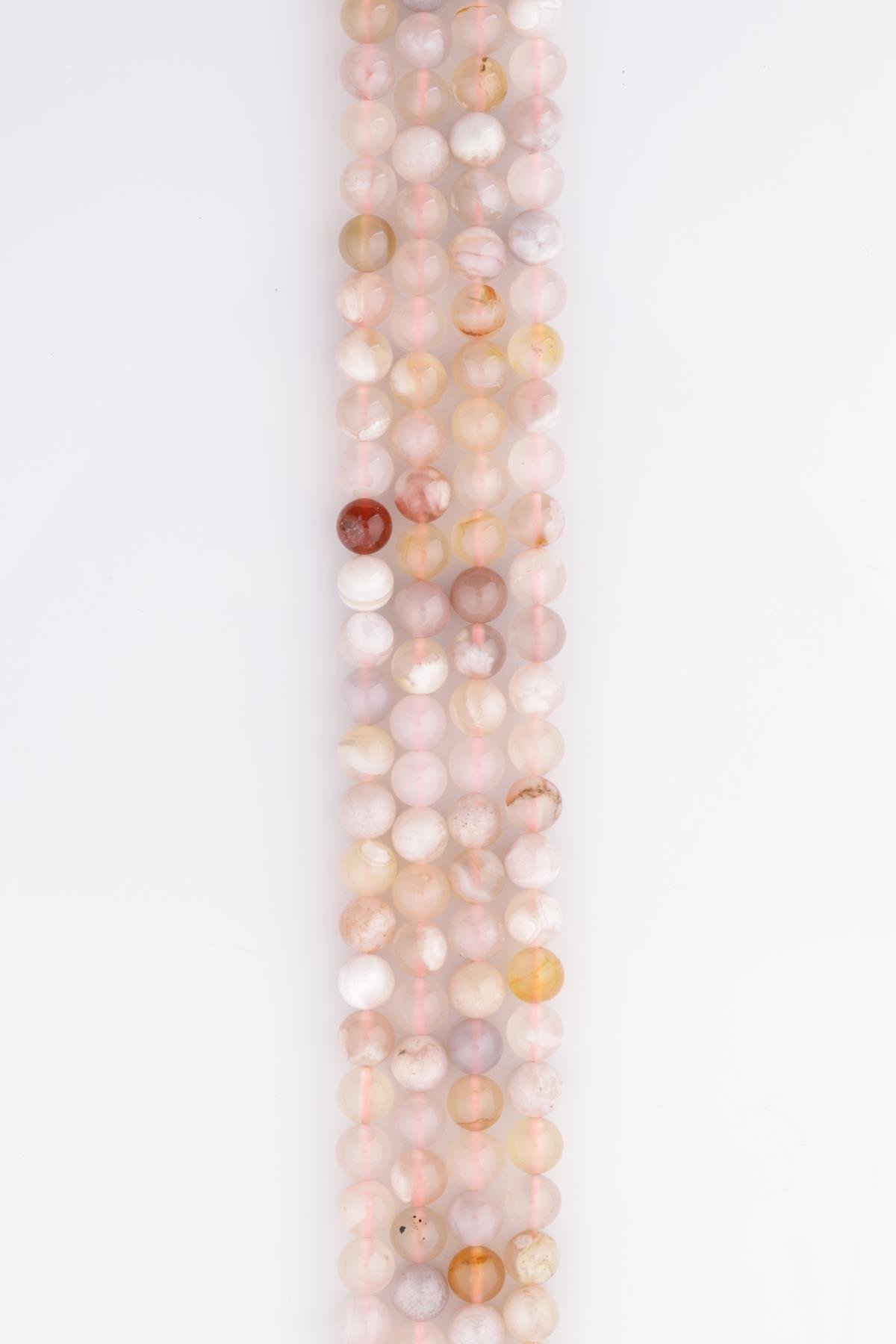 Flower Agate Doğal Taş Dizi 8 mm Küre Kesim