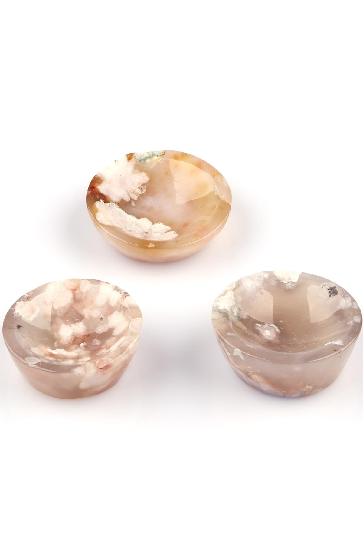 Flower Agate Doğal Taş İçi Oyuk Parça 