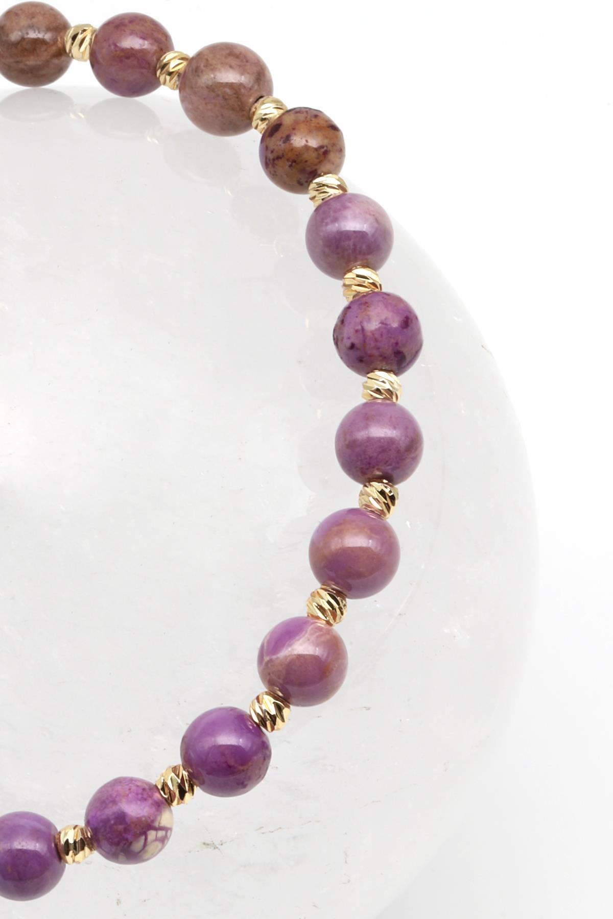 Fosfosiderit Doğal Taş Makrome Örme Bileklik Küre Kesim