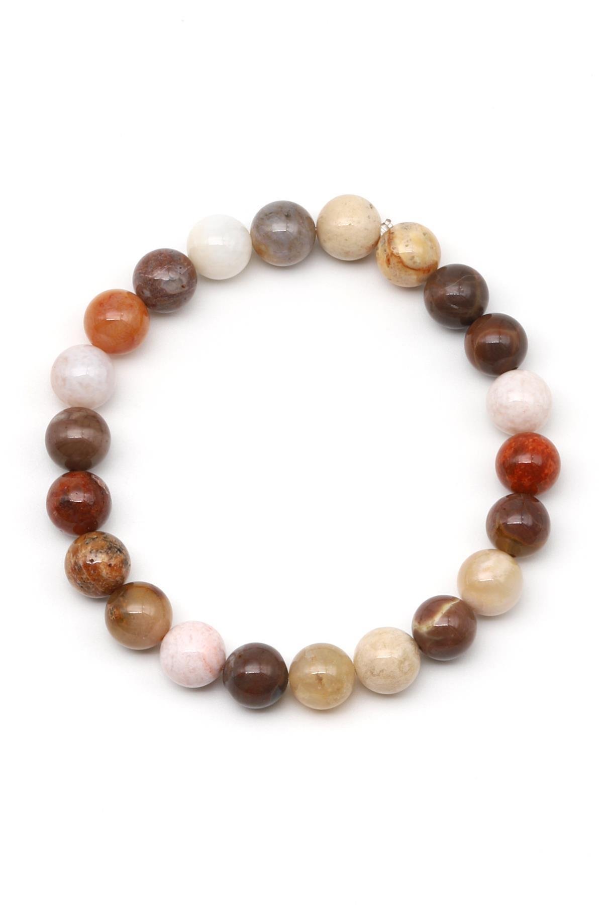 Fosil Mercan Doğal Taş Bileklik 8 mm Küre Kesim