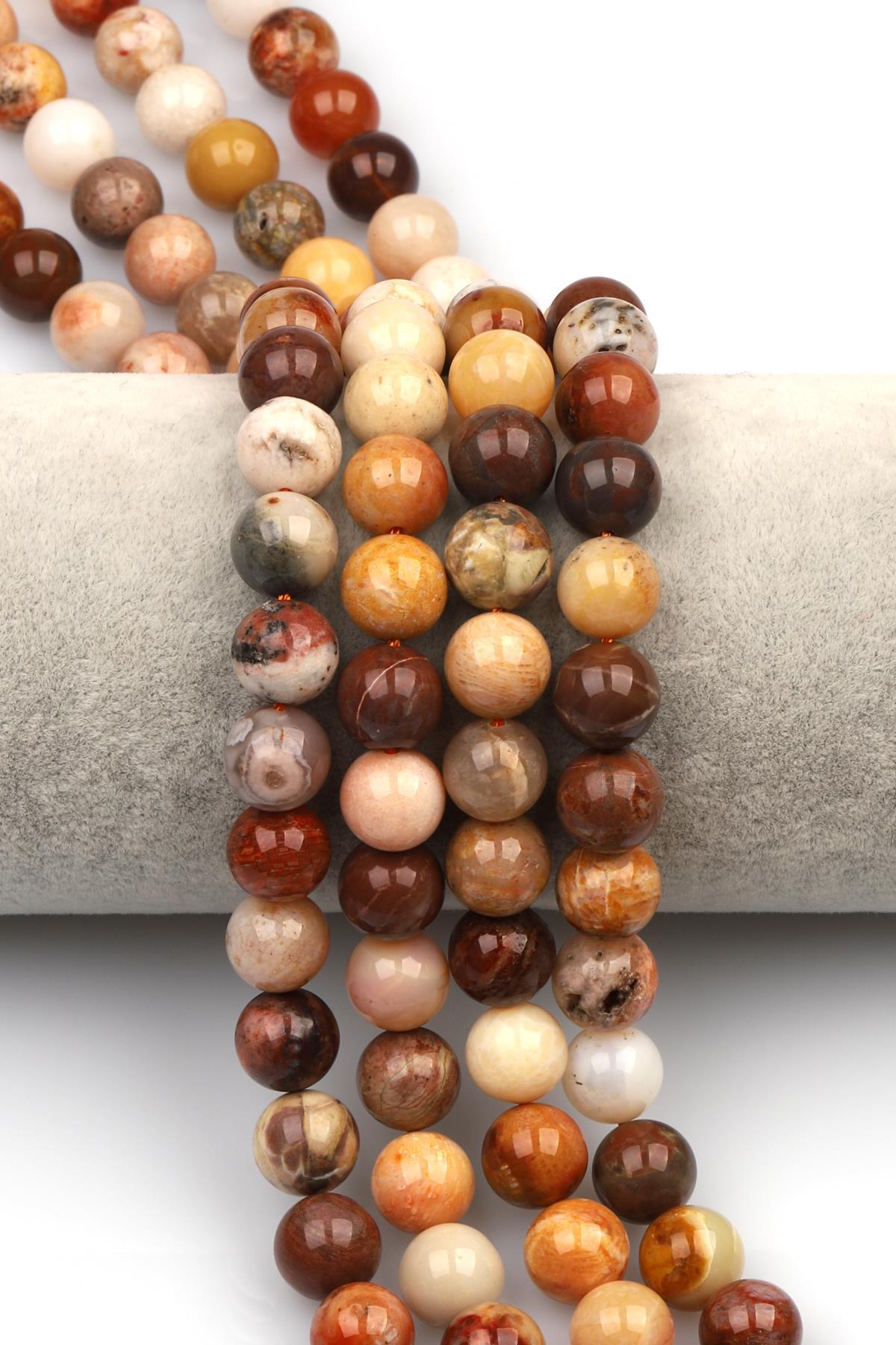 Fosil Mercan Doğaltaş Dizi 10 mm Küre Kesim