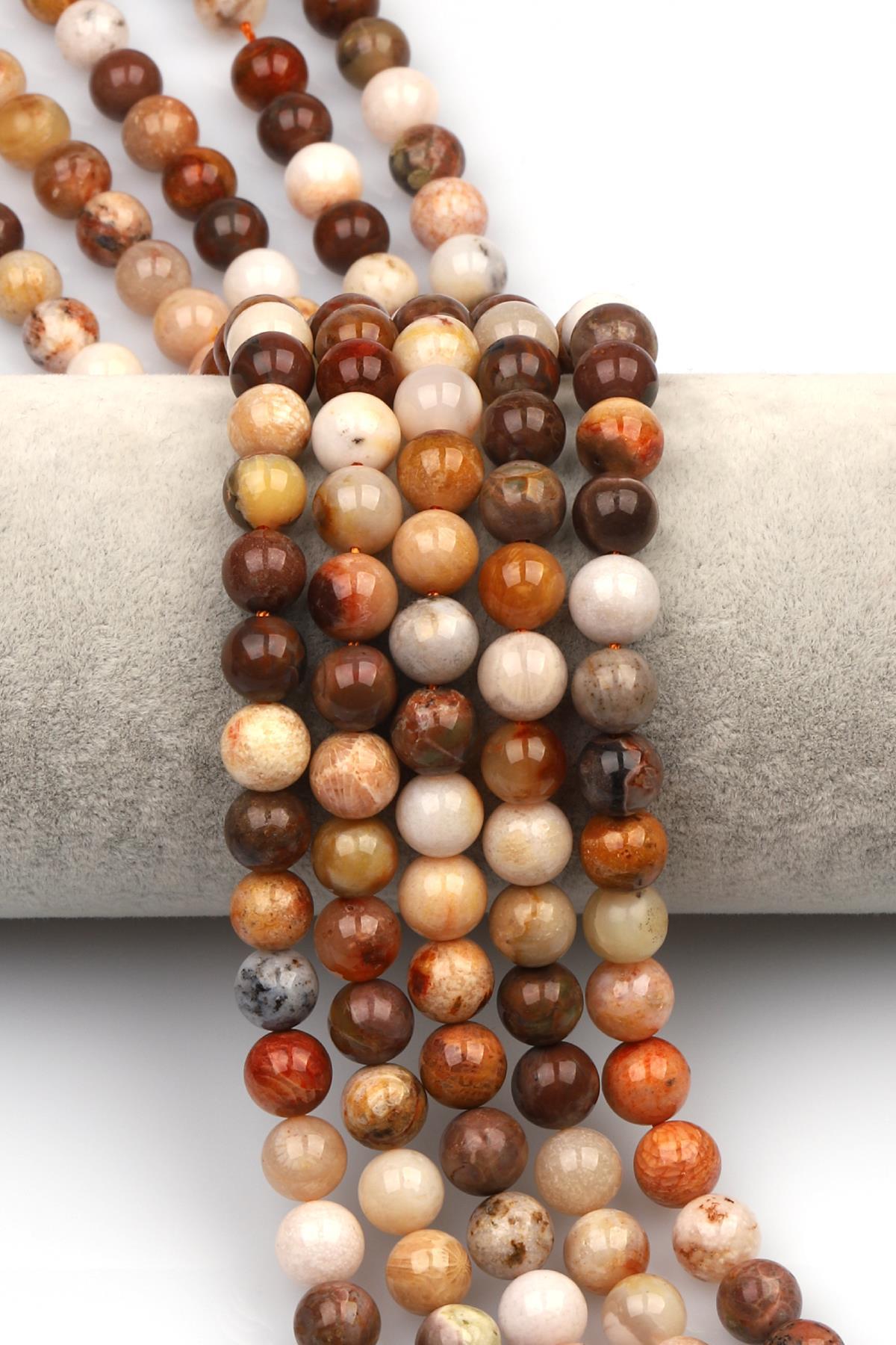 Fosil Mercan Doğaltaş Dizi 8 mm Küre Kesim